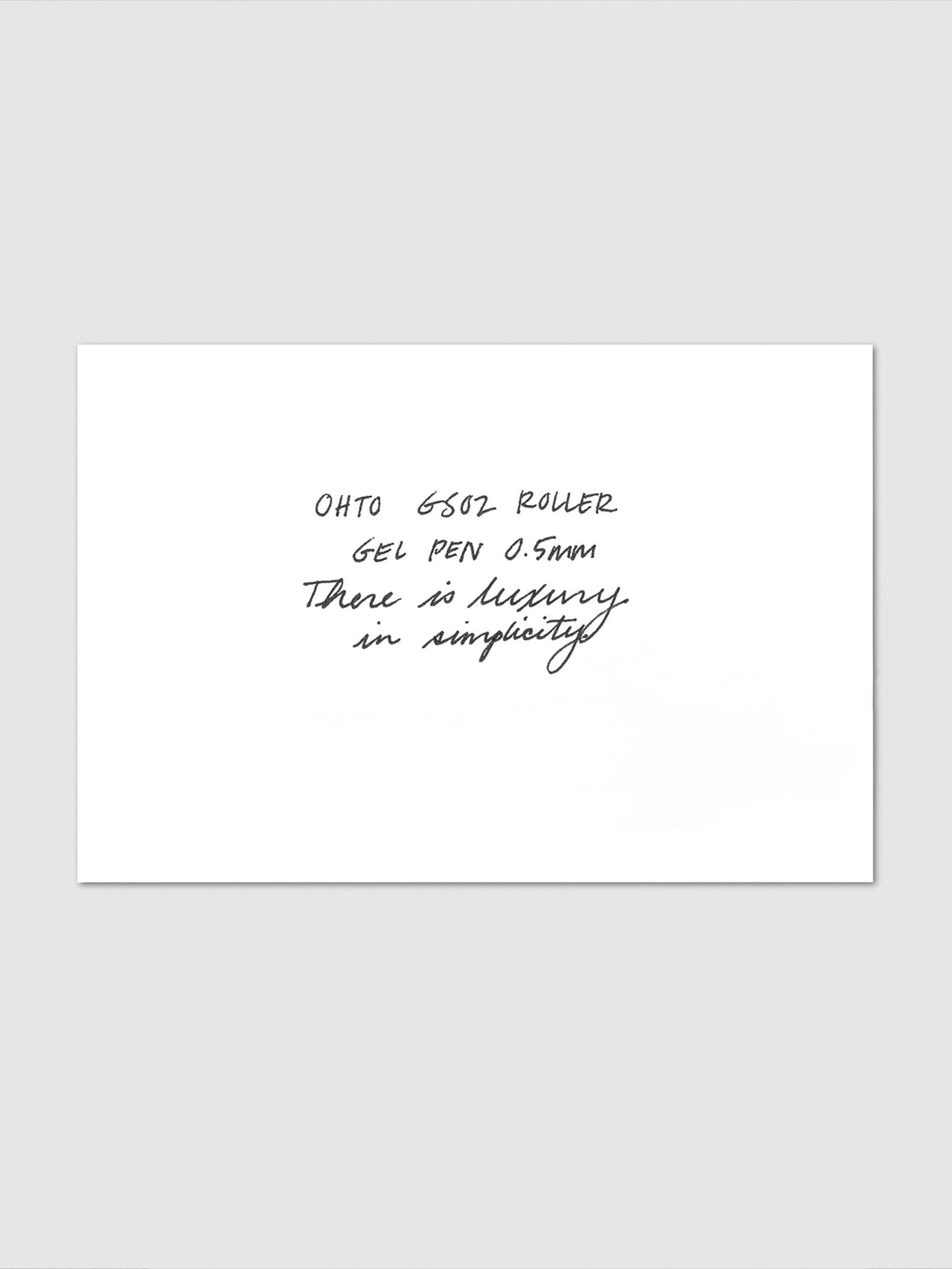 OHTO GS02 Roller Gel Pen | 0.5 mm writing sample with black ink on white paper.