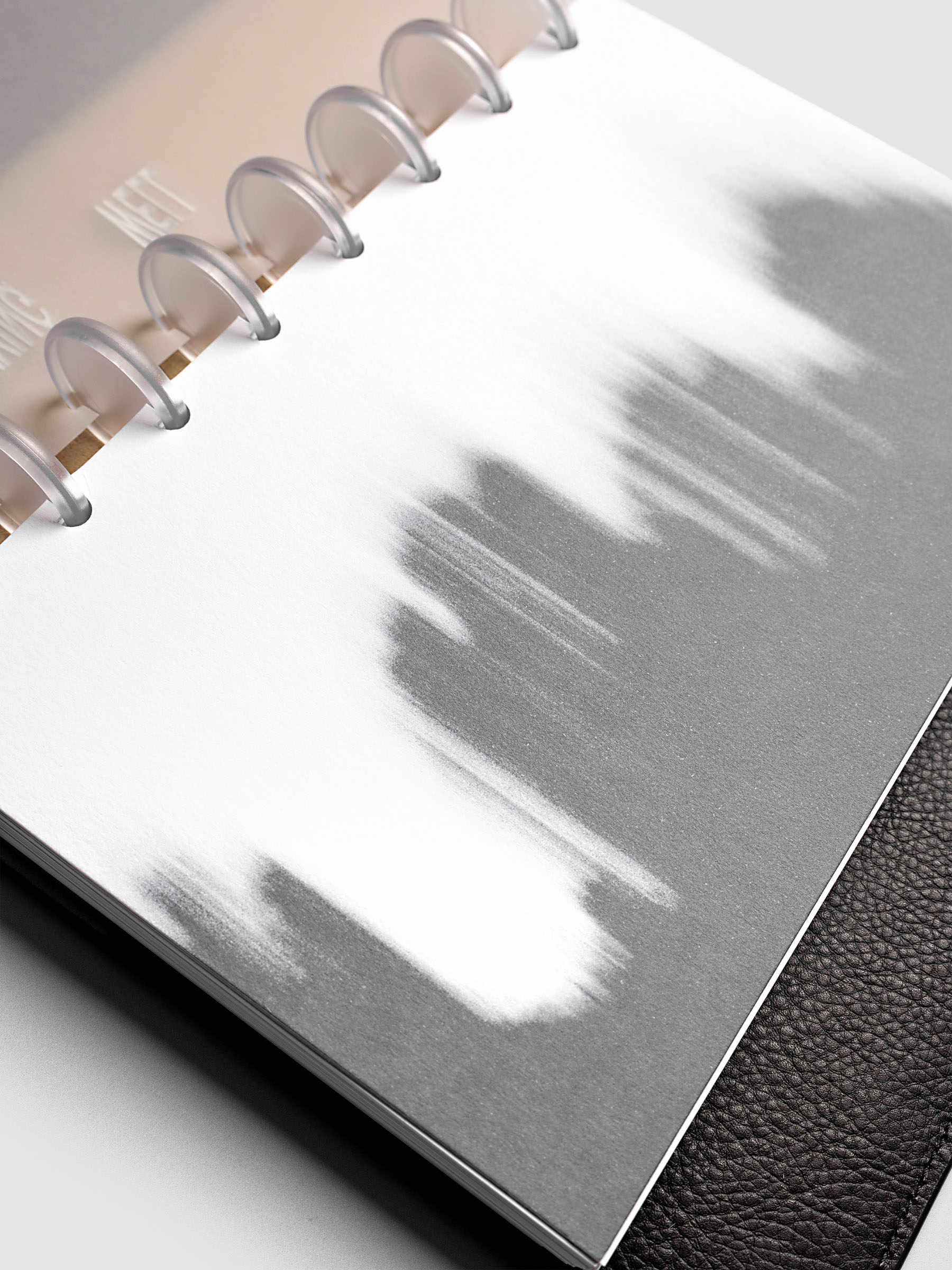 La Dolce Vita Dashboard Duo in Half Letter 8-Disc Punch, a vellum overlay printed in white ink with silver foil layered over a soft gray gradient cardstock base on a light gray background