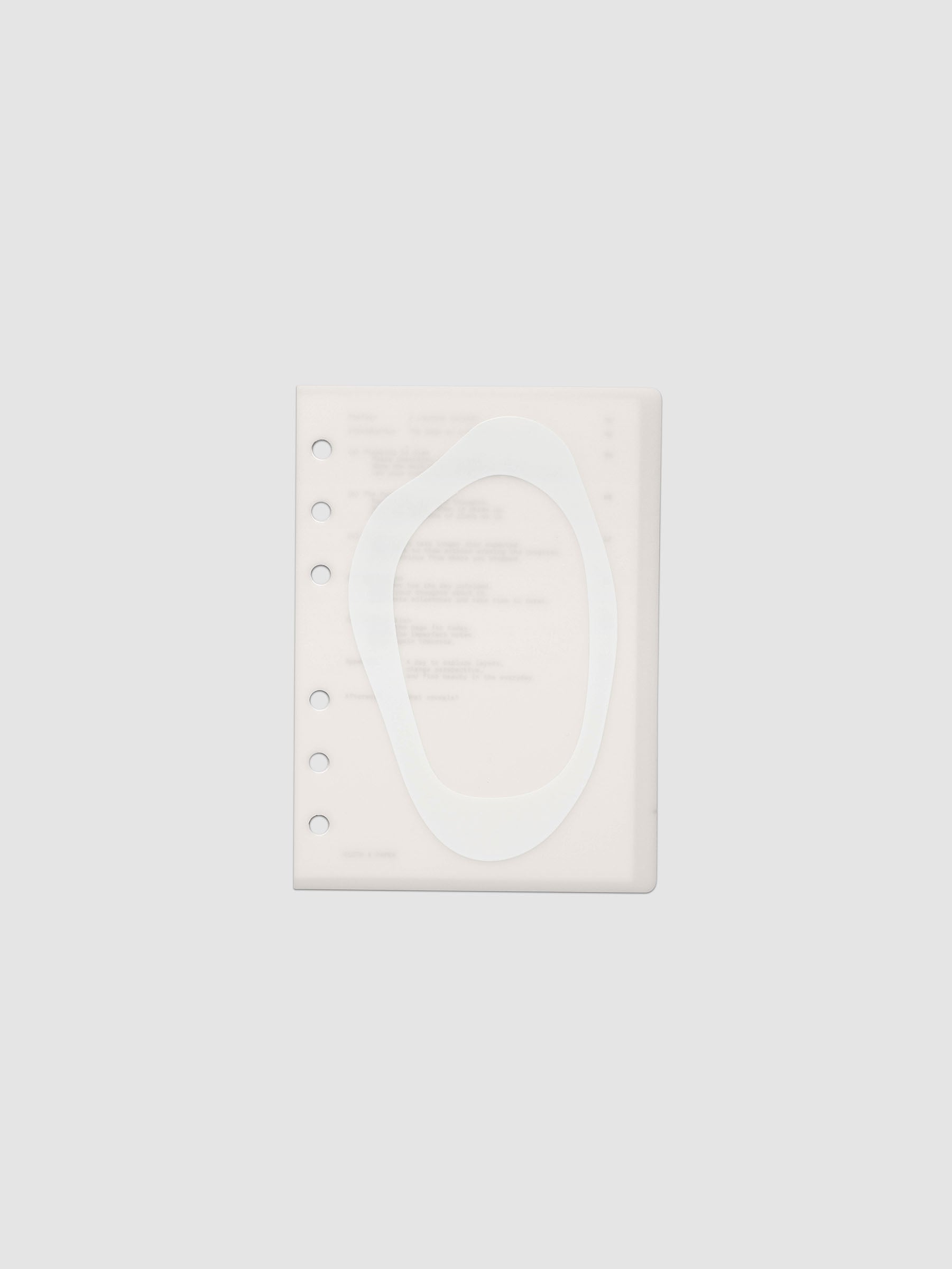 Continuation Planner Cover + Dashboard Set in A6. Milky white frosted plastic cover with a spot gloss organic shape over a black-printed paper dashboard. Image 3 of 3.