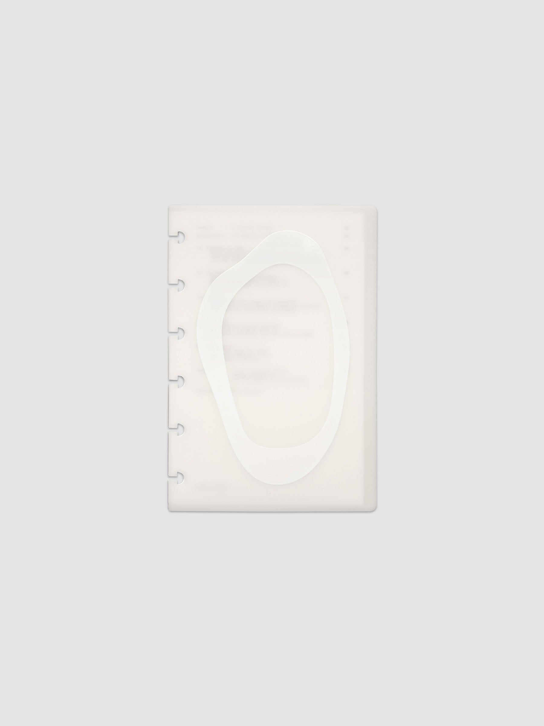 Continuation Planner Cover + Dashboard Set in CP Petite. Milky white frosted plastic cover with a spot gloss organic shape over a black-printed paper dashboard. Image 1 of 3.