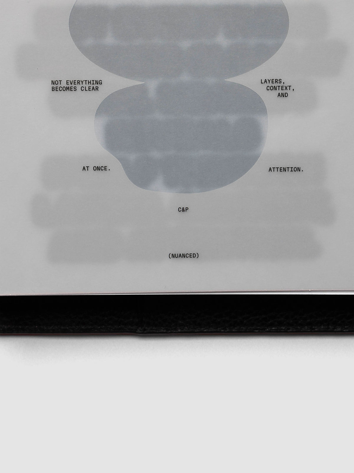 Nuanced Dashboard Trio, A5 6-Ring Punch, close-up of the lower half of the dashboard showing two joined slate grey shapes above the C&P and Nuanced marks