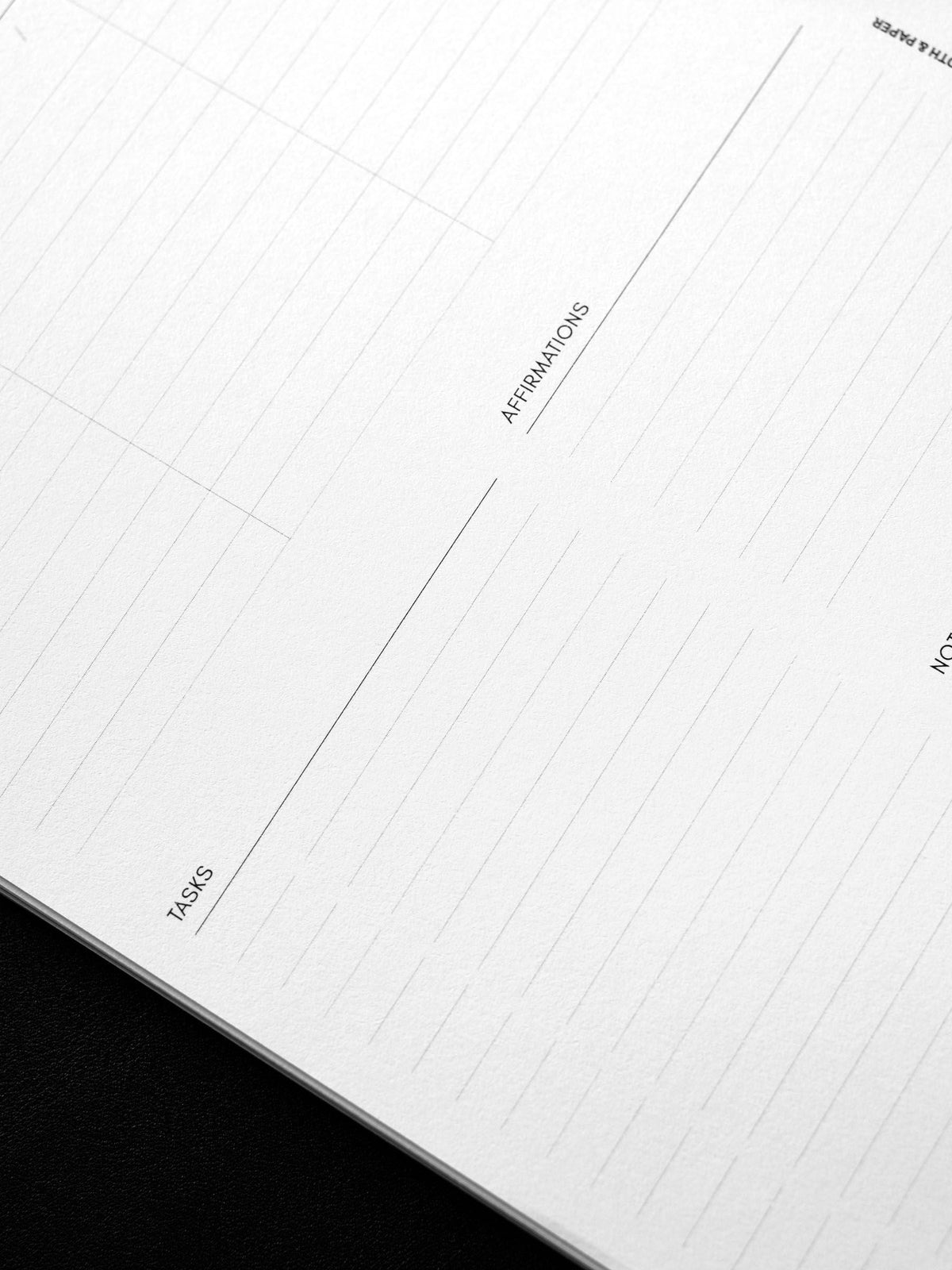Weekly Essentials Planner Inserts, A5 6-Ring Punch, close-up of the Tasks and Affirmations sections