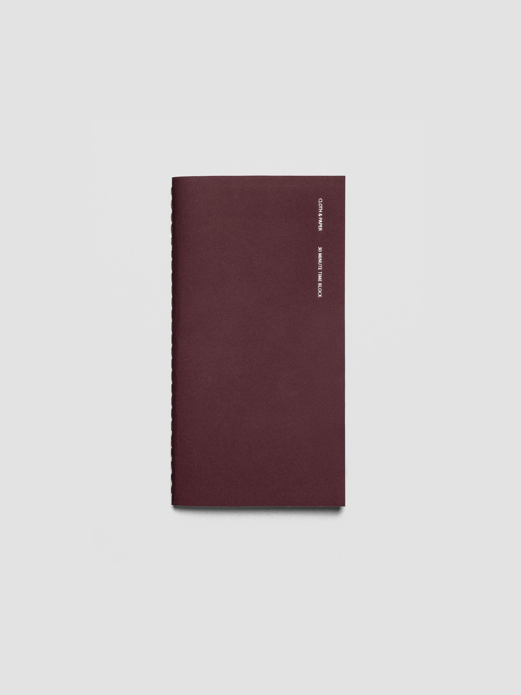 Travel Notebook in size Pocket Plus in color Bordeux with 30 Minute Time Block pages.