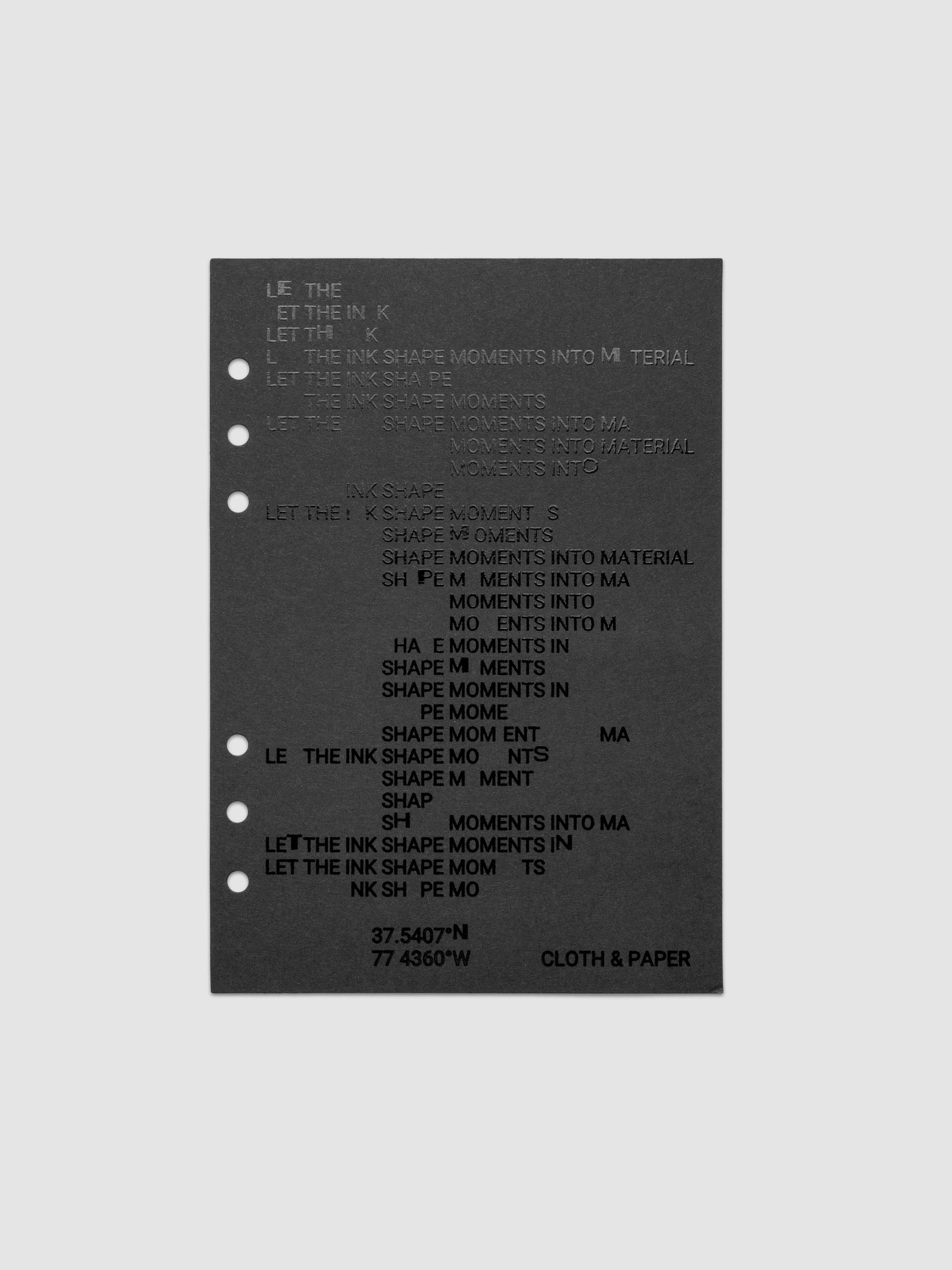 Black dashboard from the Ink Blot Planner Dashboard Duo on a neutral background in size A5, pre-punched for 6-ring planners.