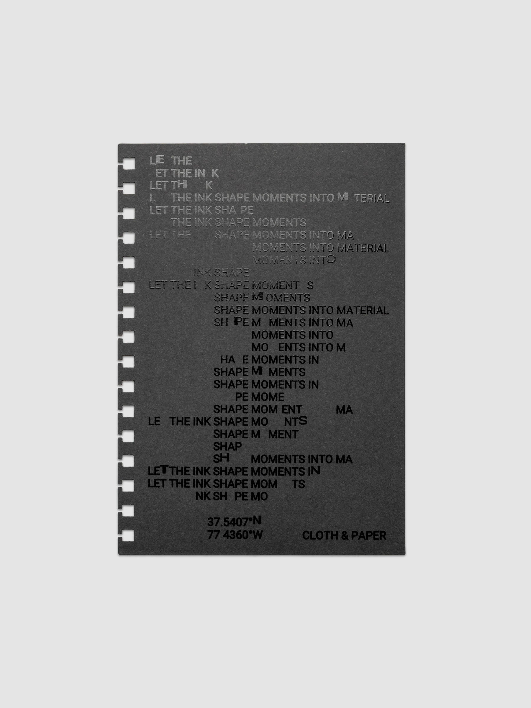 Black dashboard from the Ink Blot Planner Dashboard Duo on a neutral background in size A5 Spiral, pre-punched for spiral planners.