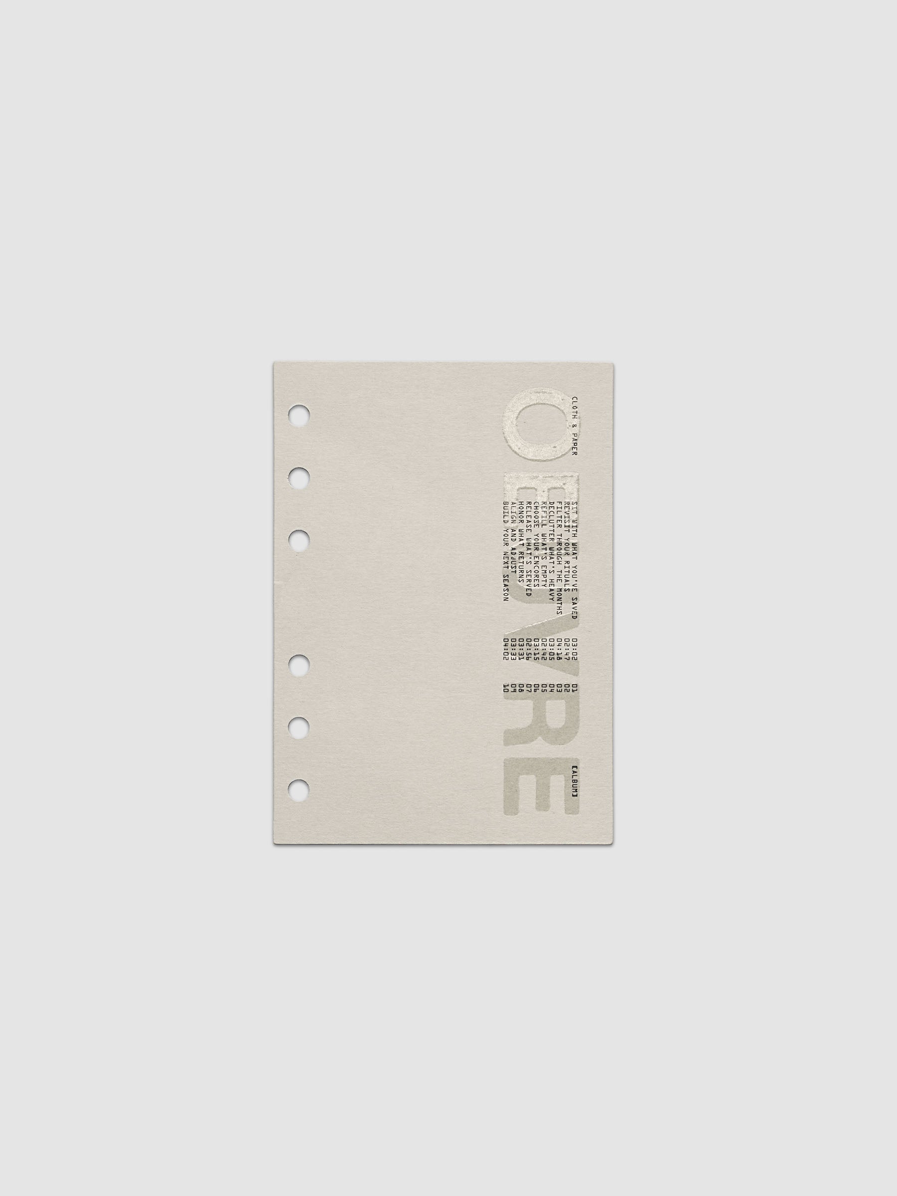 Oeuvre Planner Dashboard in A6 6-Ring Punch size