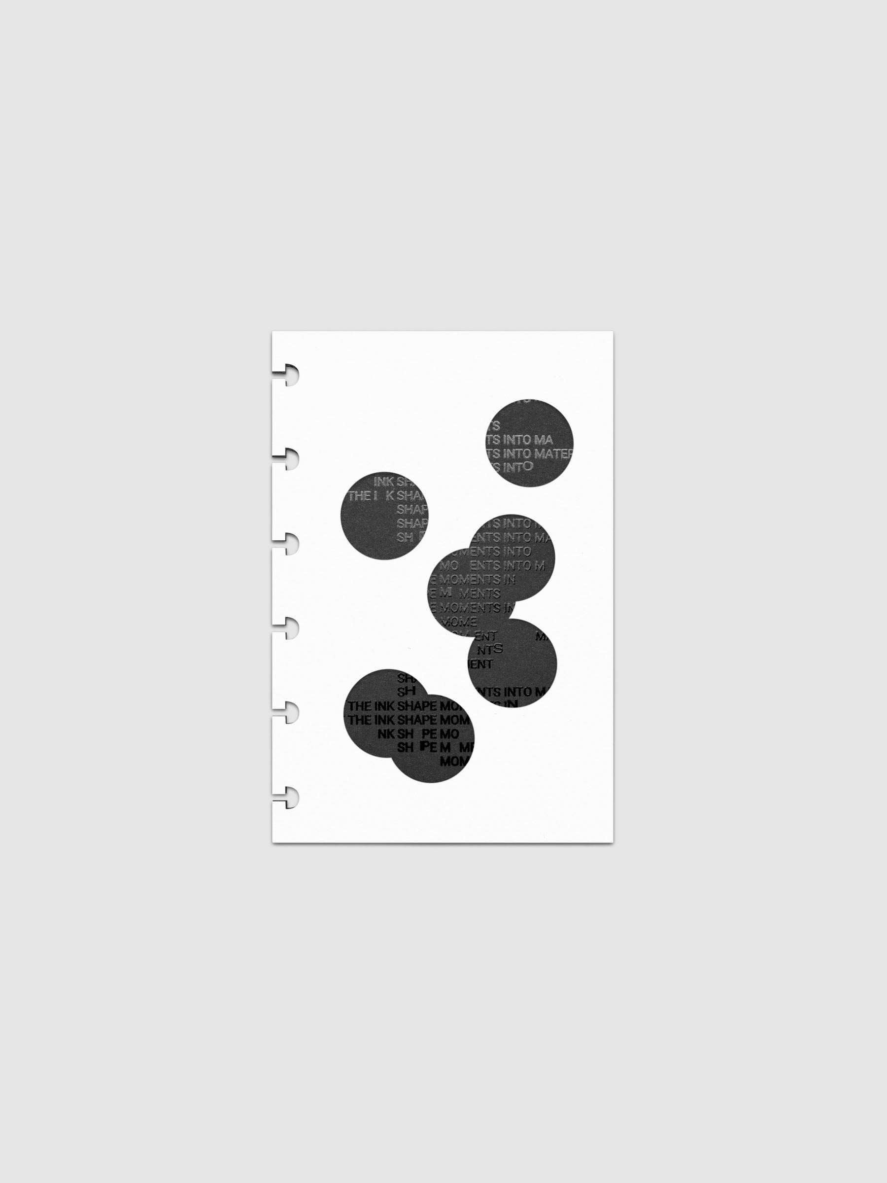 Black and white Ink Blot Planner Dashboard Duo shown layered in size CP Petite, pre-punched for discbound planners.