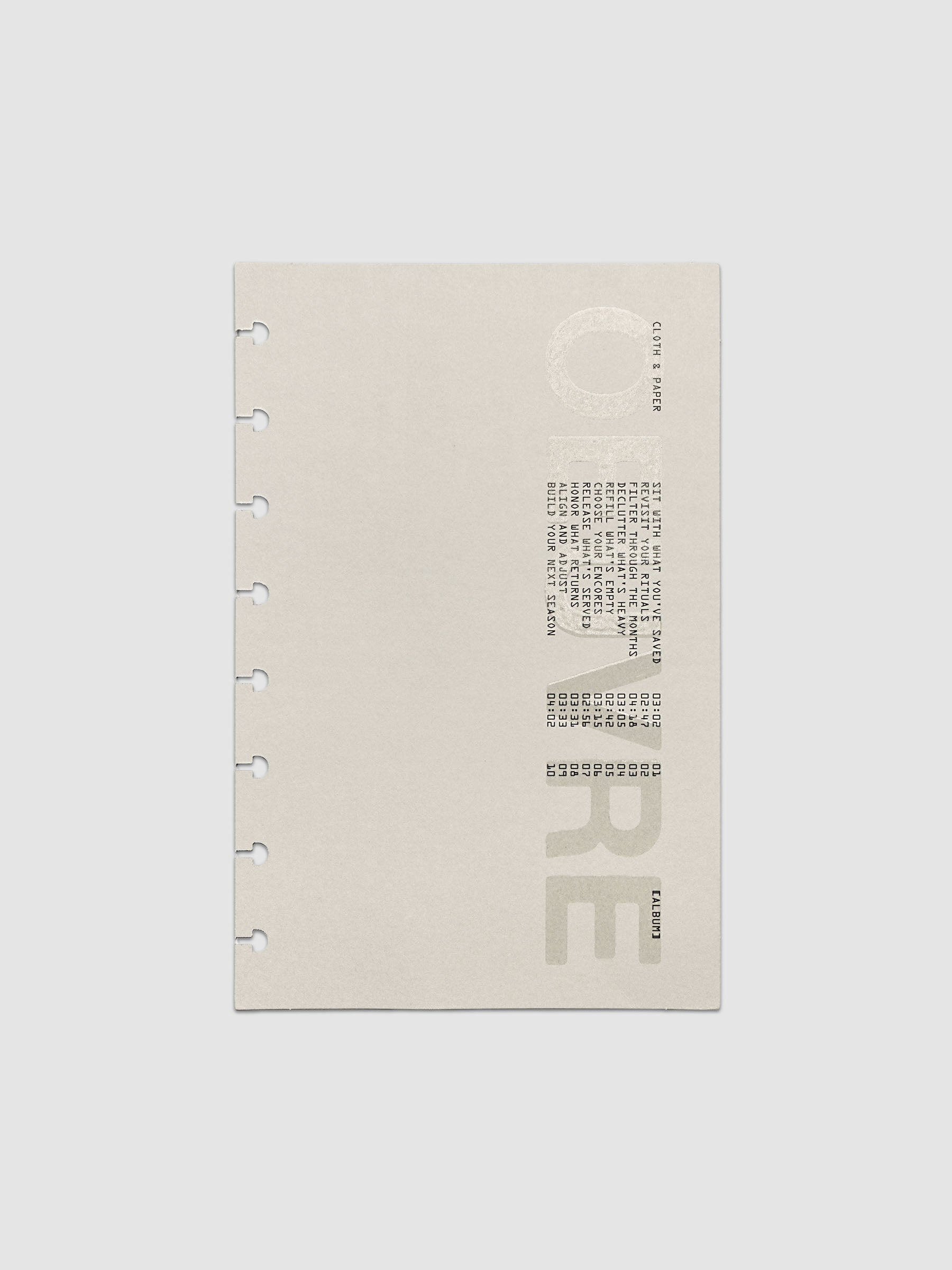 Oeuvre Planner Dashboard in Half Letter 8-Disc Punch size