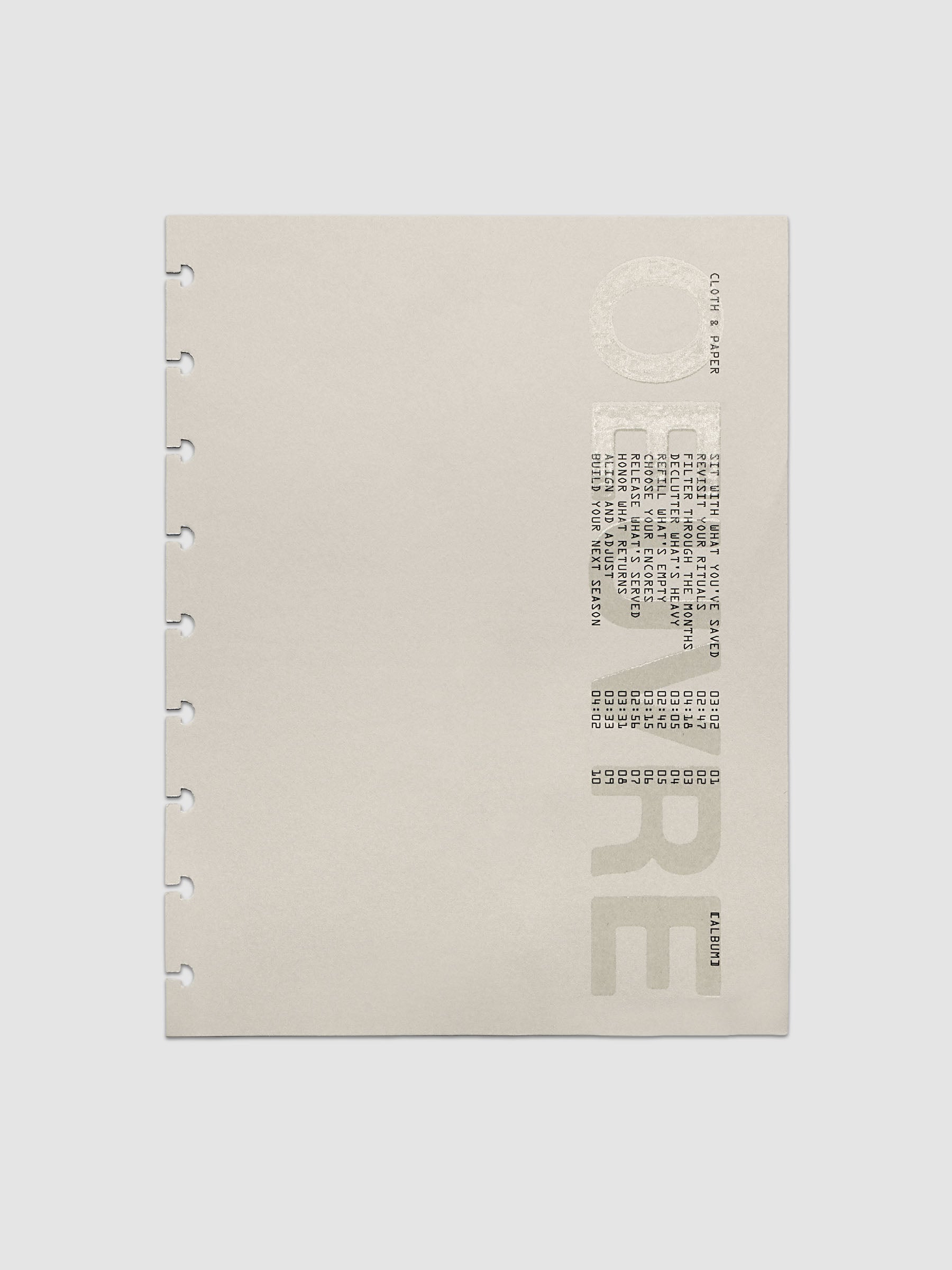 Oeuvre Planner Dashboard in HP Classic 9-Disc Punch size