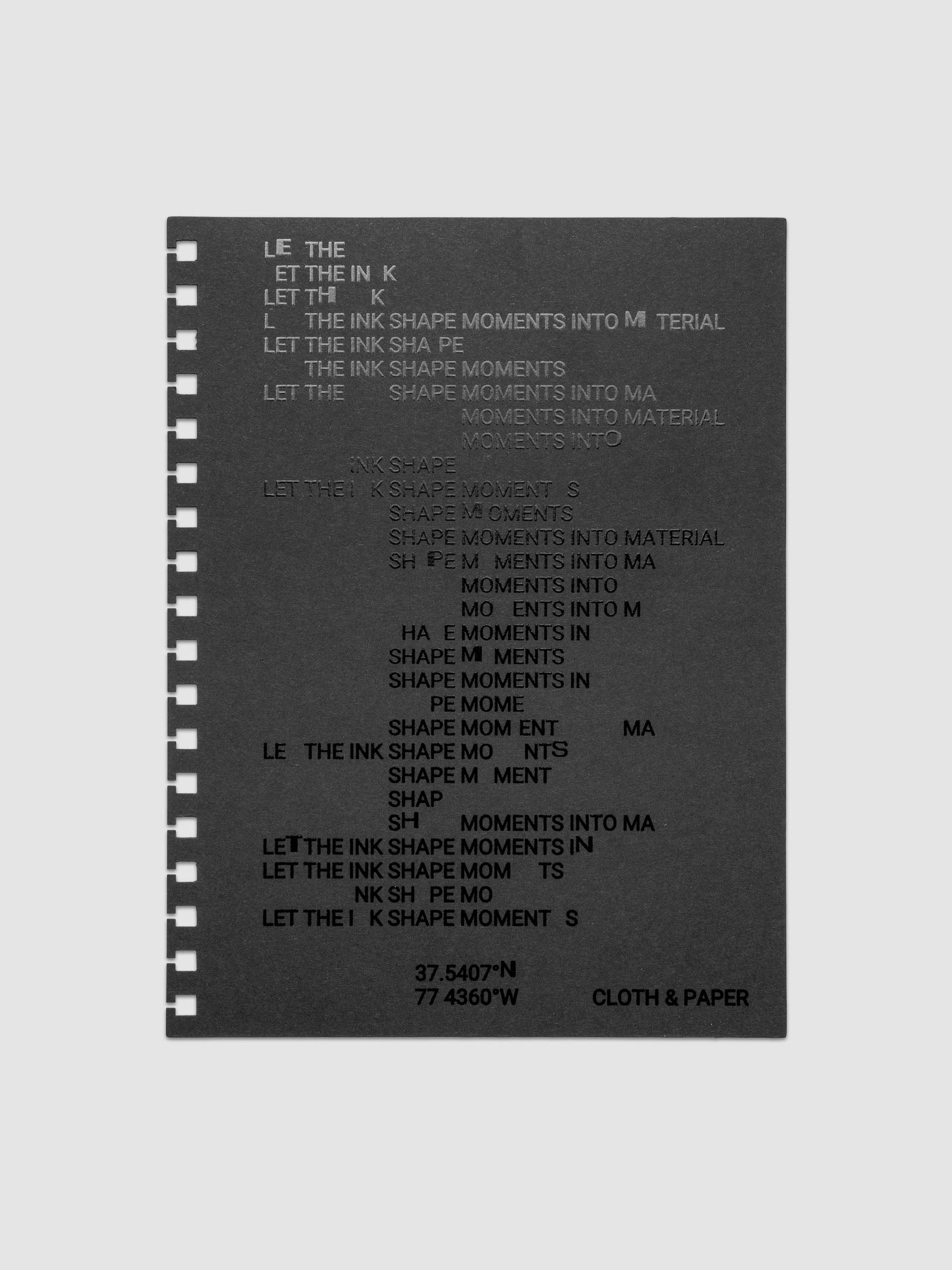 Black dashboard from the Ink Blot Planner Dashboard Duo on a neutral background in size HP Classic Spiral, pre-punched for spiral planners.