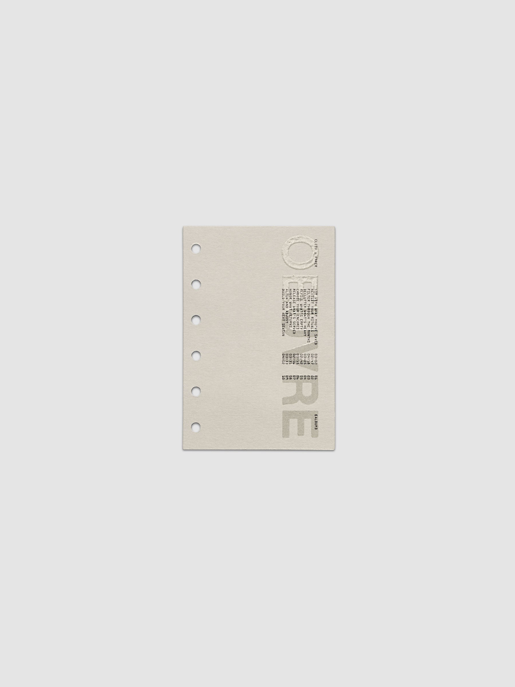 Oeuvre Planner Dashboard in Pocket 6-Ring Punch size