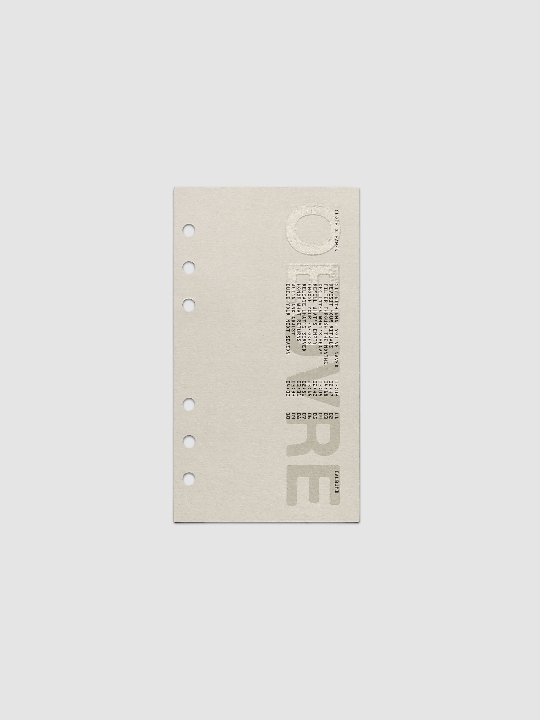 Oeuvre Planner Dashboard in Personal 6-Ring Punch size