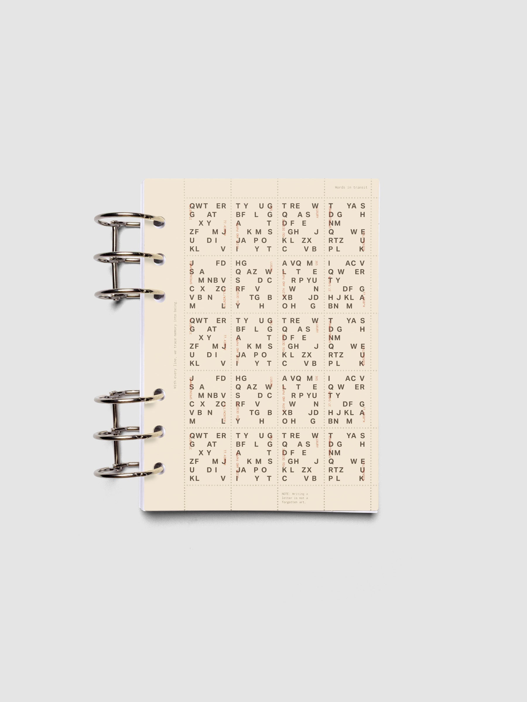 Stamp Sheet Planner Dashboard shown ring bound in size Personal Wide.