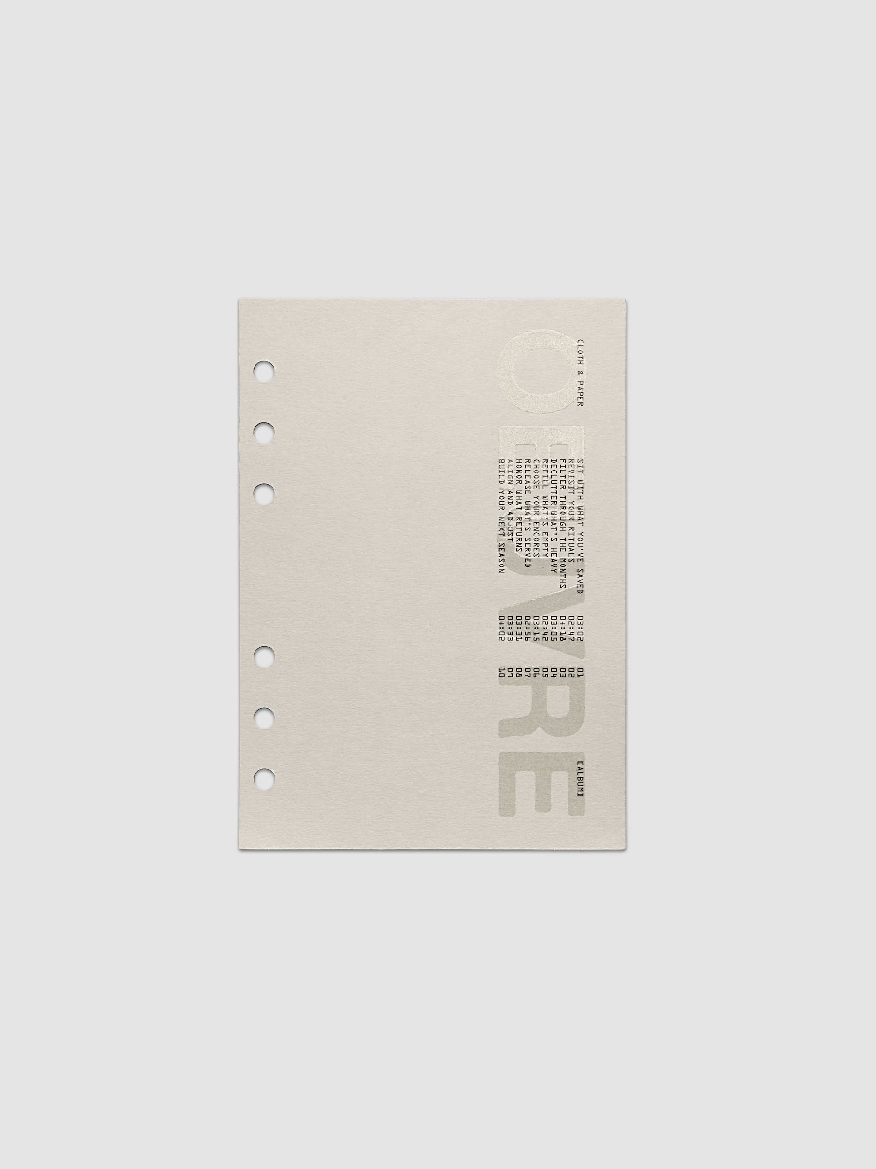 Oeuvre Planner Dashboard in Personal Wide 6-Ring Punch size