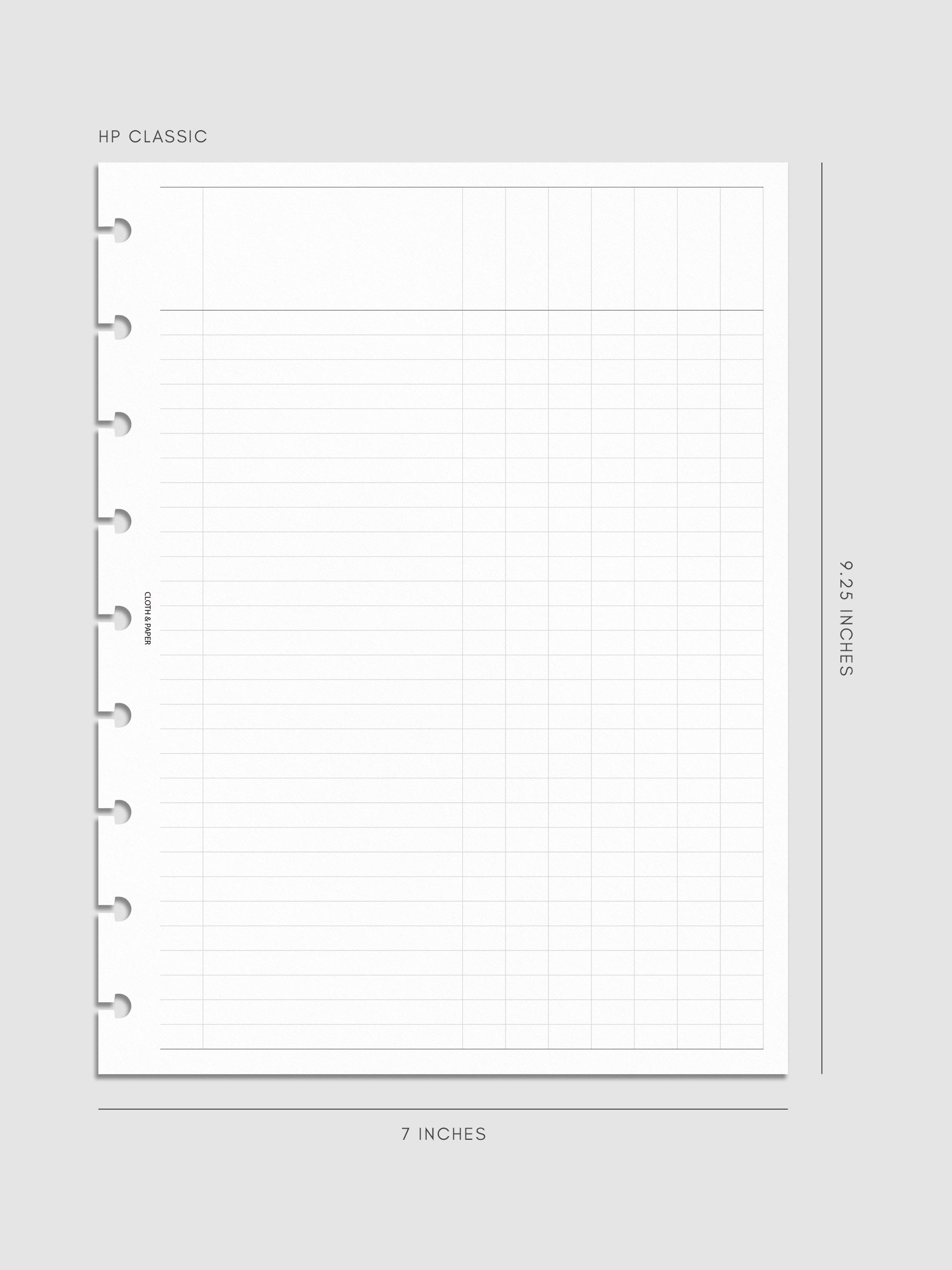 Digital mockup of the Inbox Sorting Planner Inserts shown in size HP Classic.