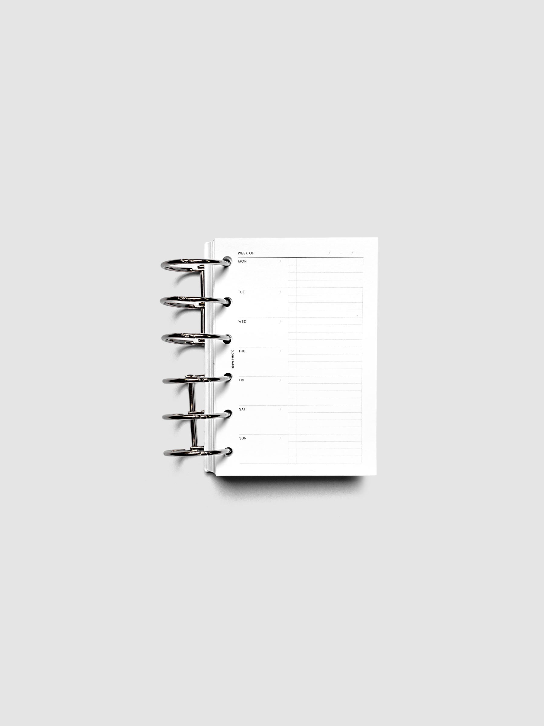 Weekly Checklist Inserts shown ring bound in size Pocket.