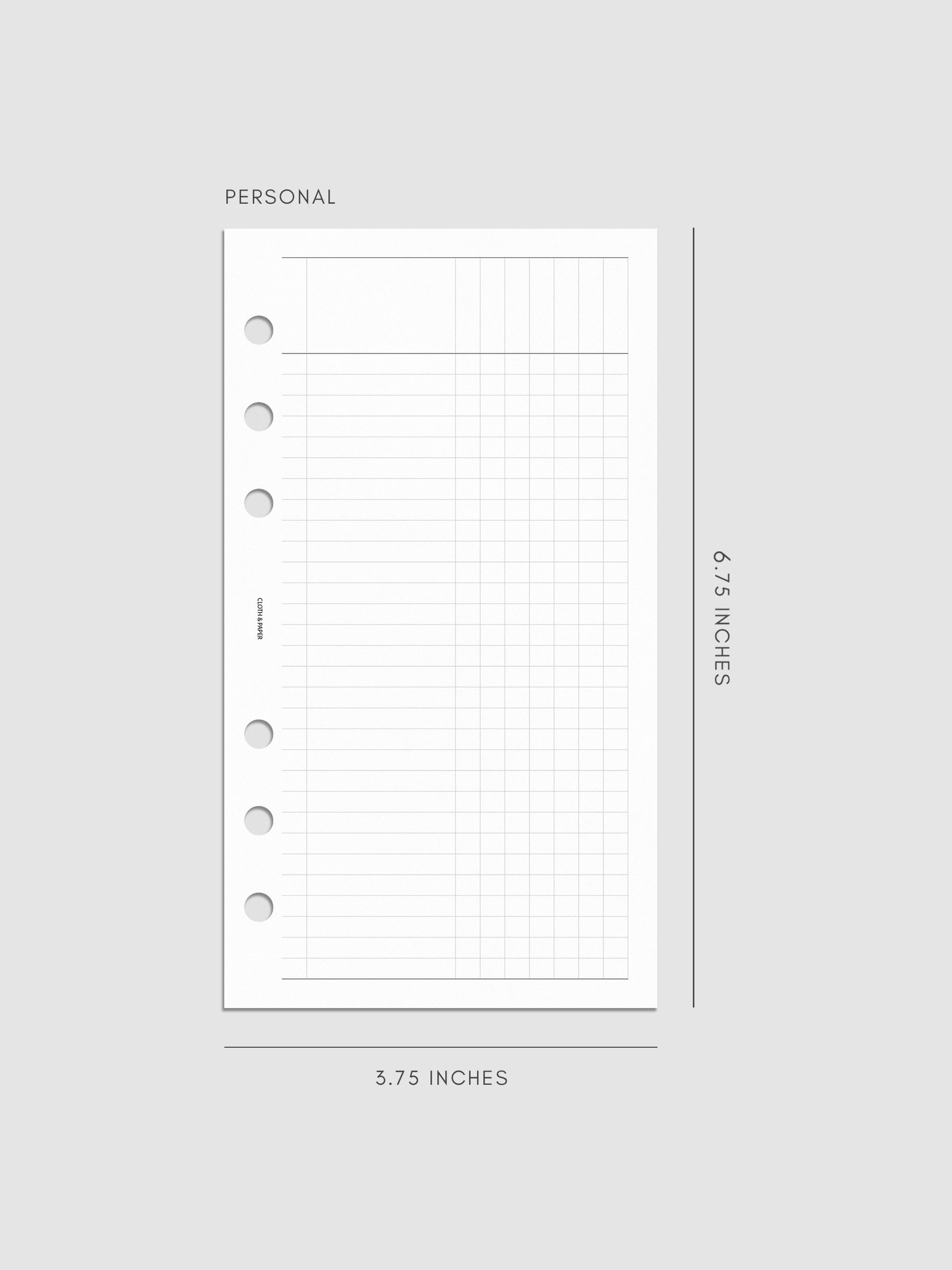 Digital mockup of the Inbox Sorting Planner Inserts shown in size Personal.