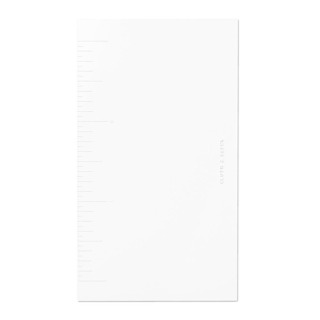 Clear Ruler Journaling Card, Cloth and Paper. Card shown on a white background.