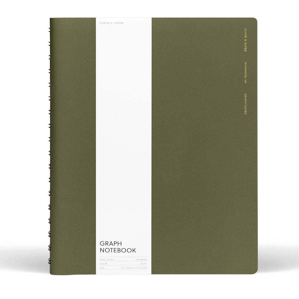 HP Classic notebook displayed with its packaging on a white background. Color shown is Olive.