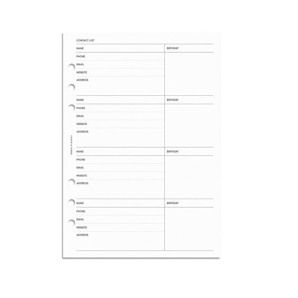 Digital mockup of 2024 Dated Planner Inserts | Weekly Schedule. Size shown is A5.