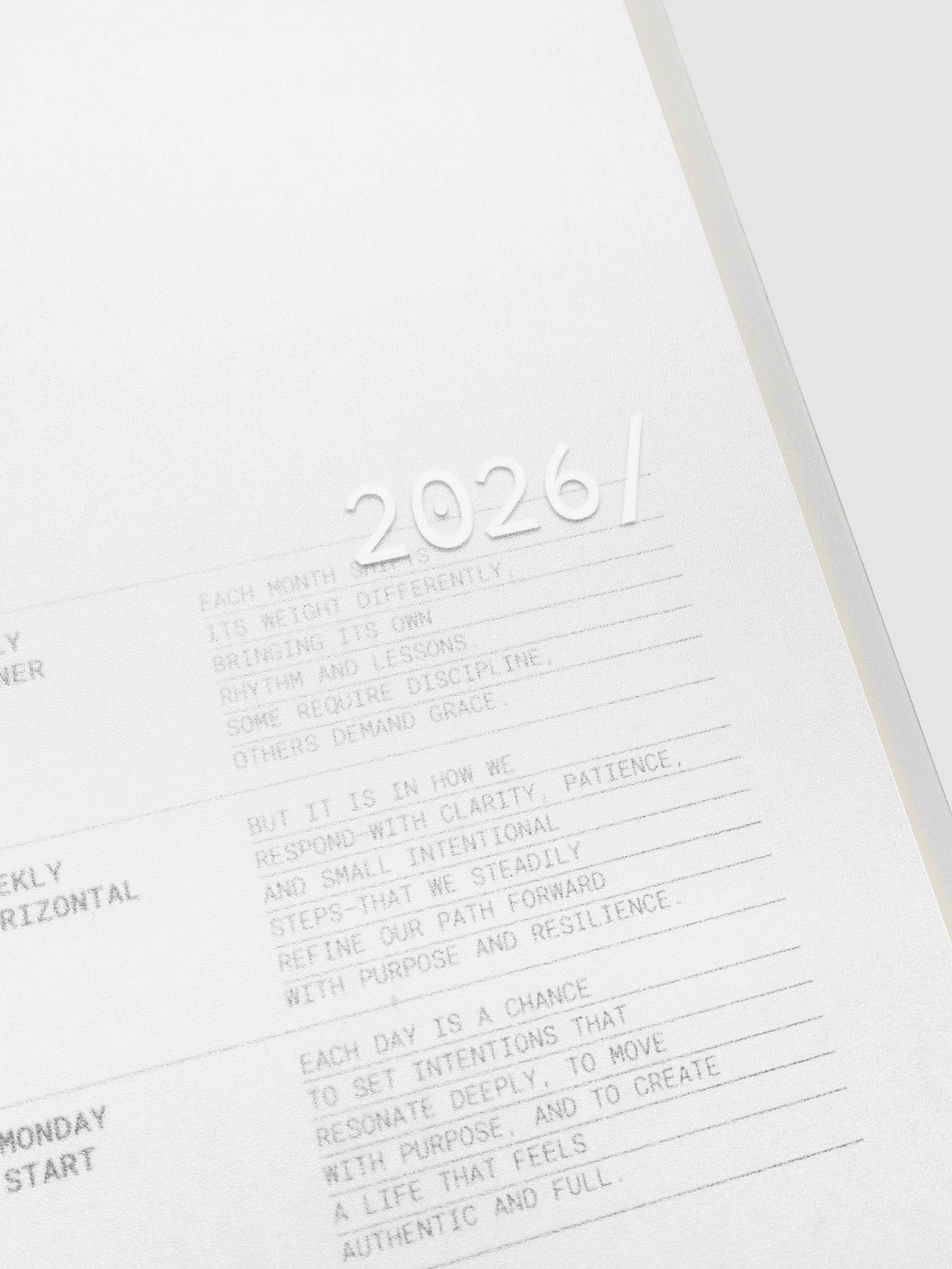Front cover of the 2026 Weekly Horizontal Notebook | Monday Start | A5 Spiral showing the overlay text.