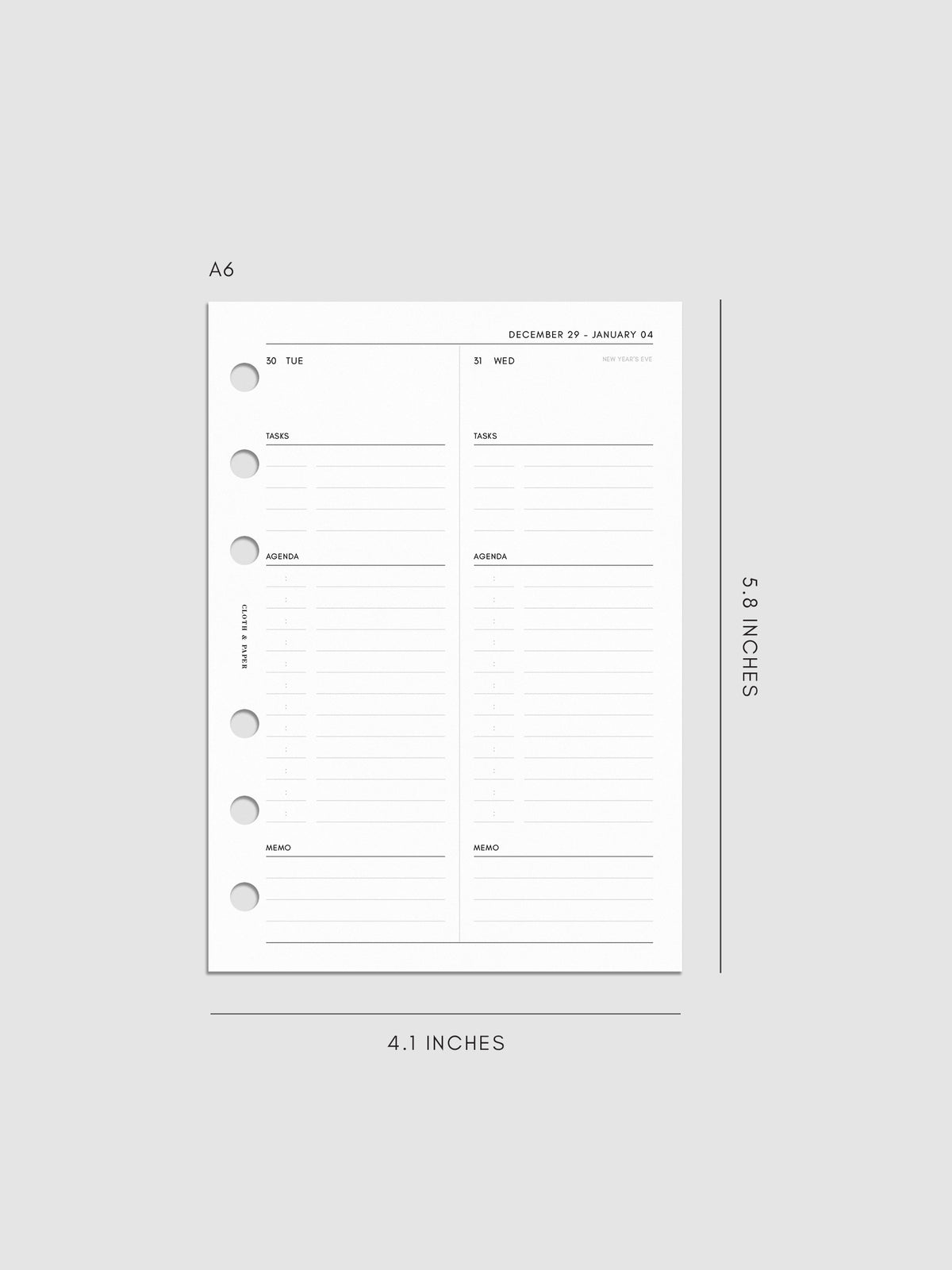 Digital mockup of insert in A6.