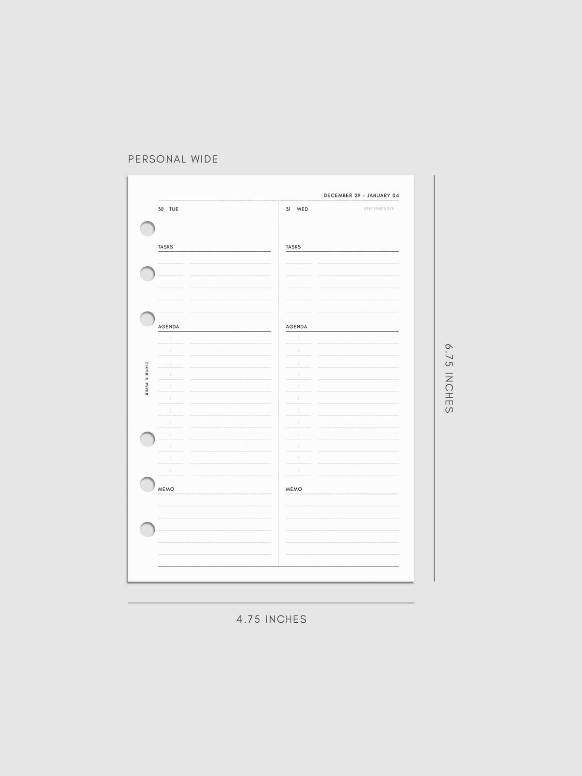 Digital mockup of insert in Personal Wide.