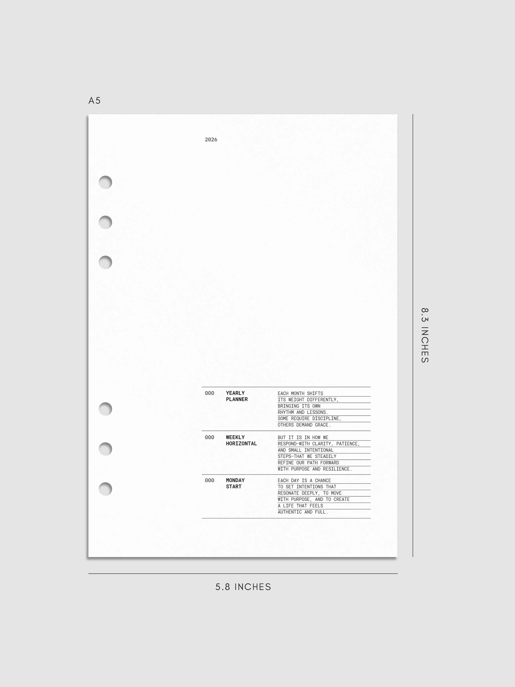 Digital mockup of insert in A5. Title page shown.