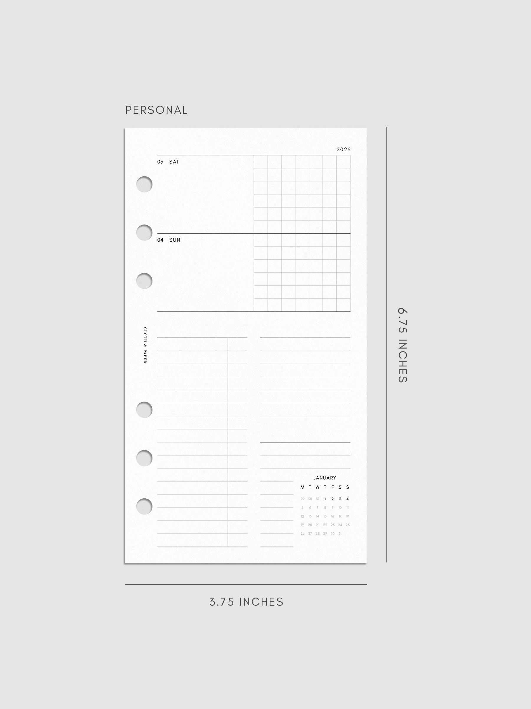 Digital mockup of insert in Personal.