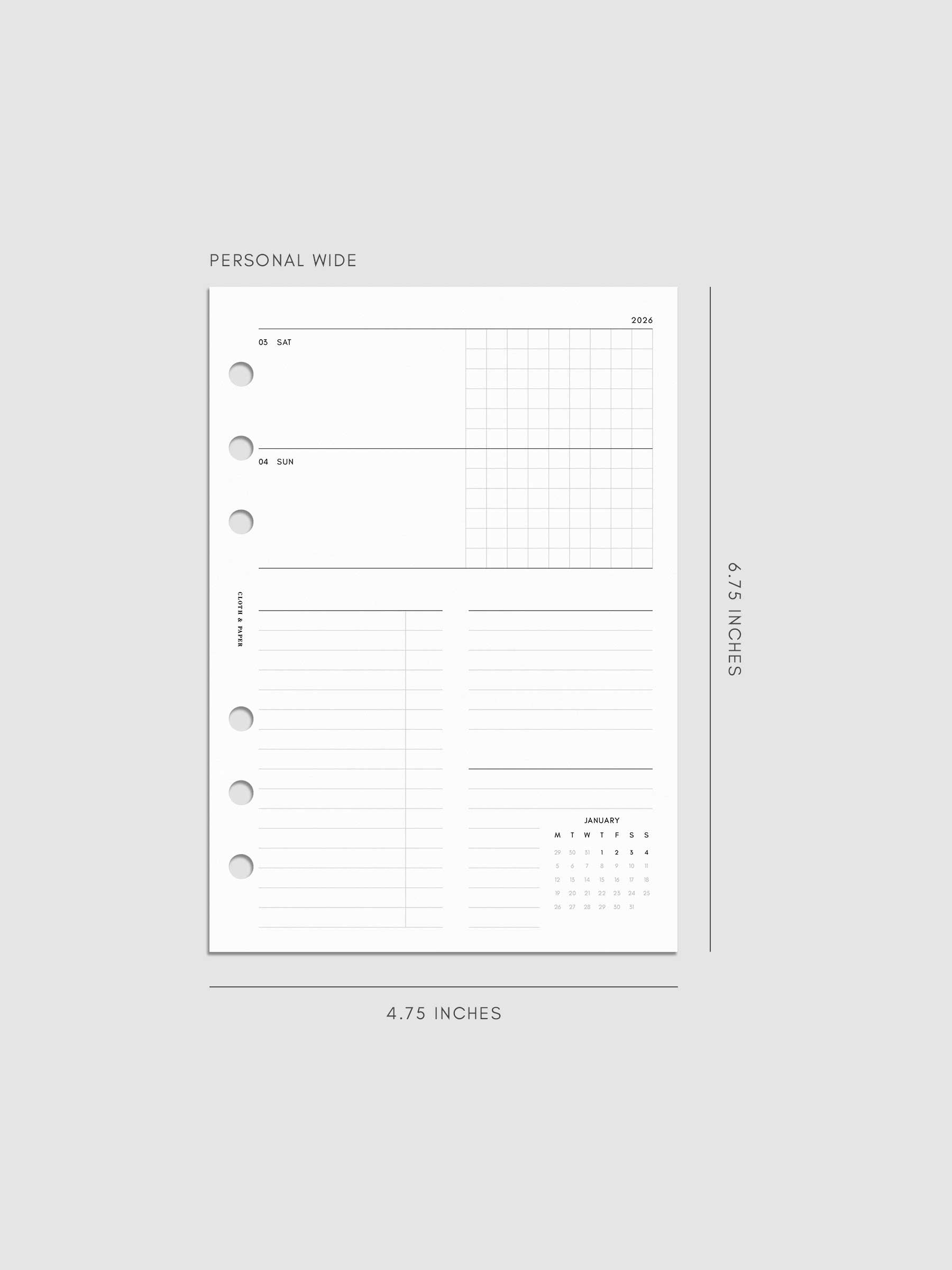 Digital mockup of insert in Personal Wide.