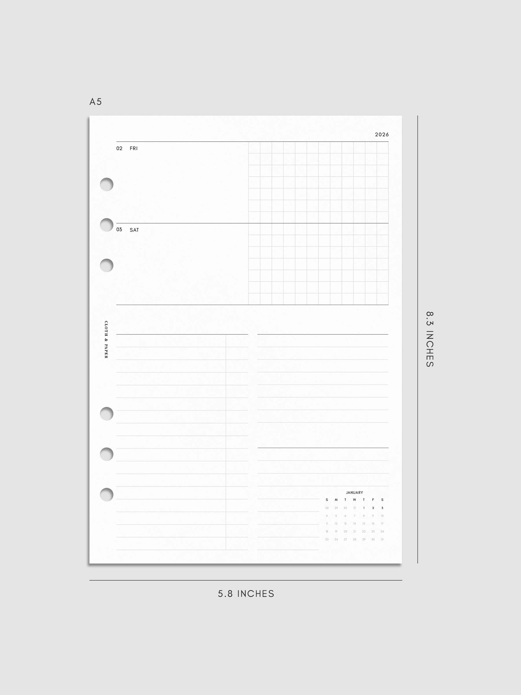 Digital mockup of insert in A5.