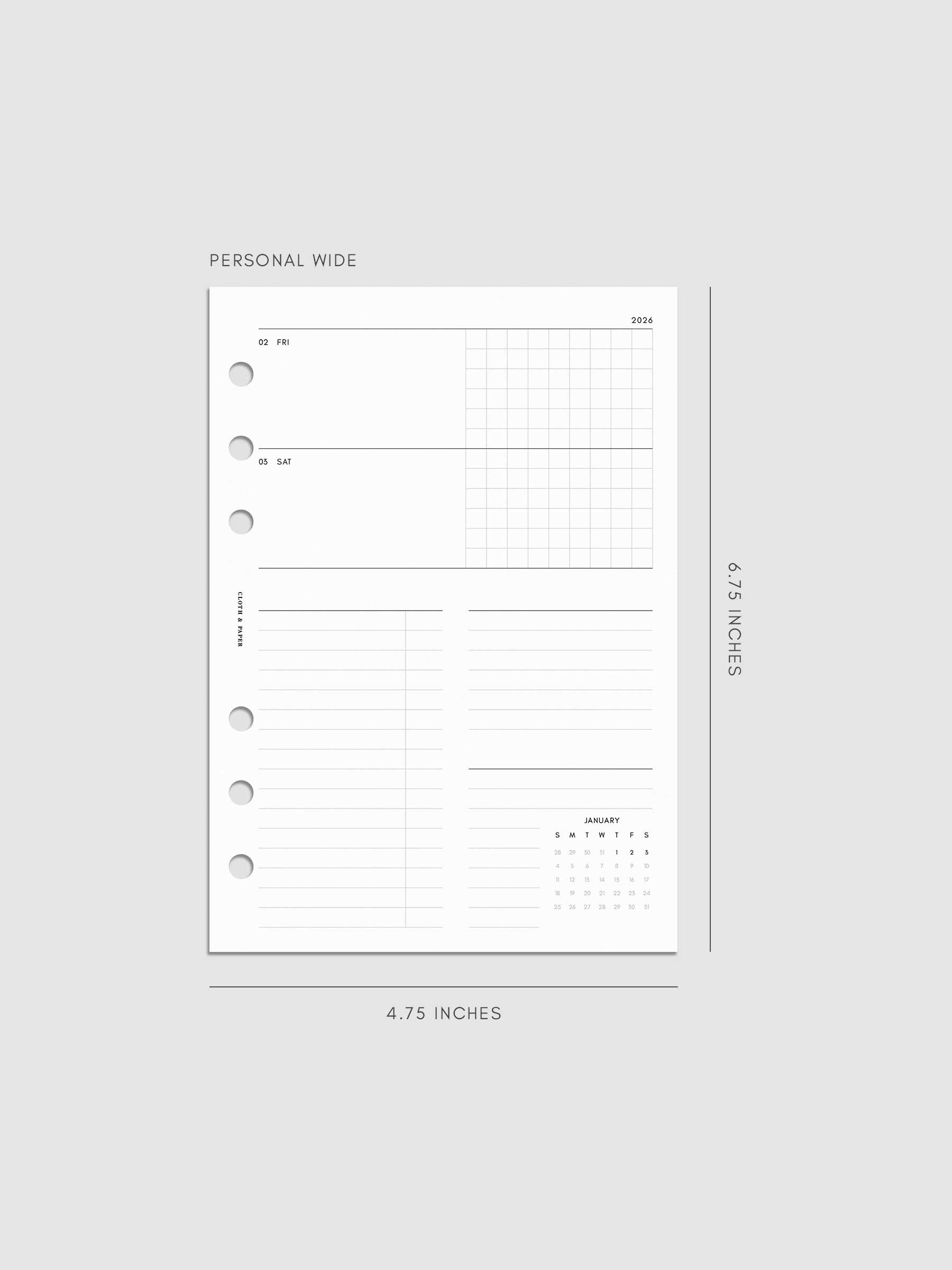 Digital mockup of insert in Personal Wide.
