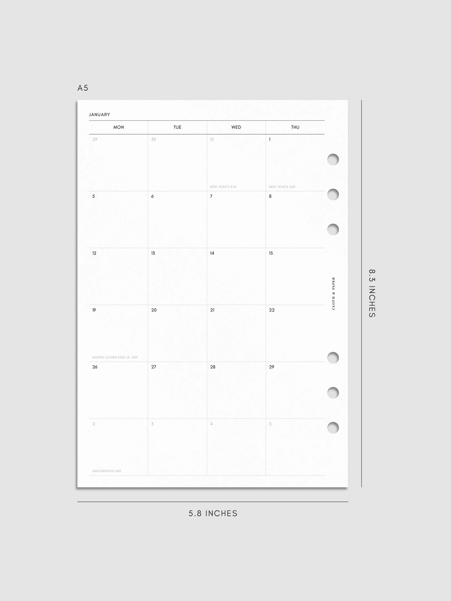 Digital mockup of insert in A5.