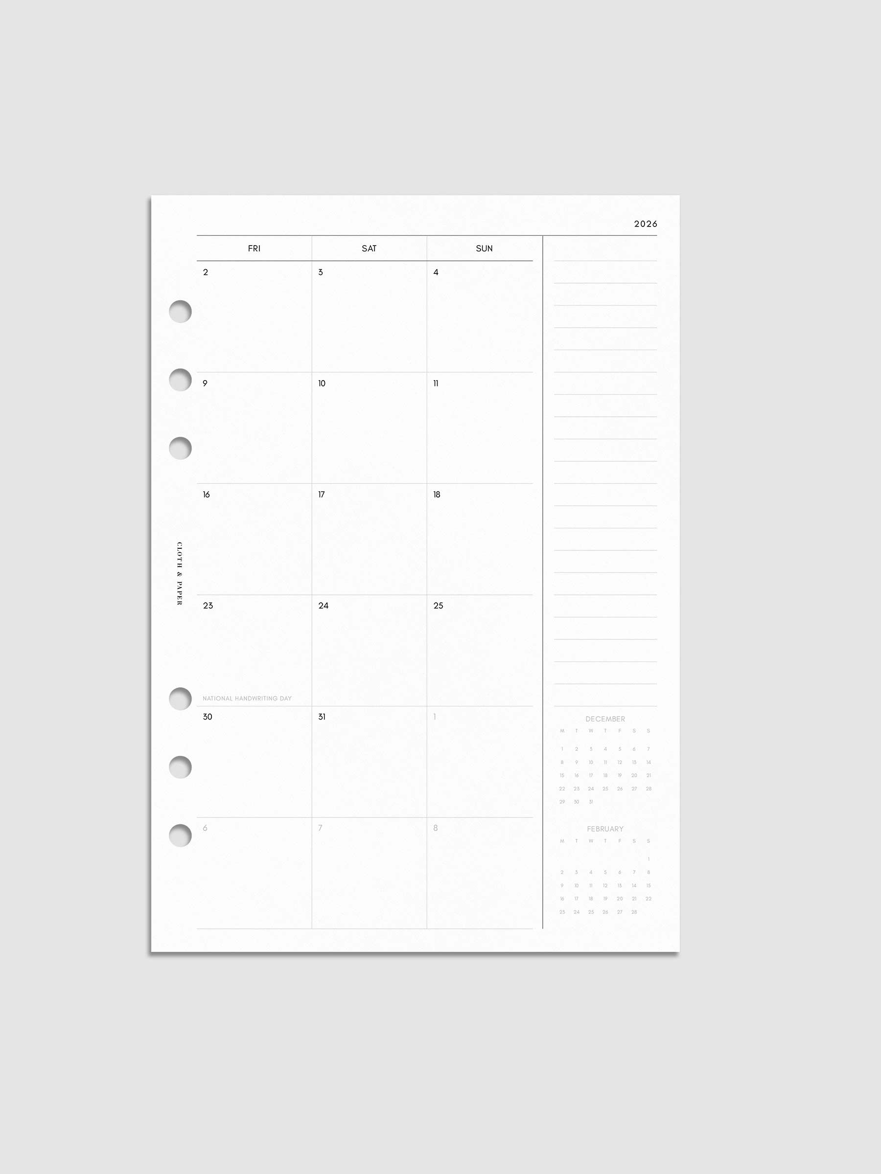 Digital mockup of insert in A5.