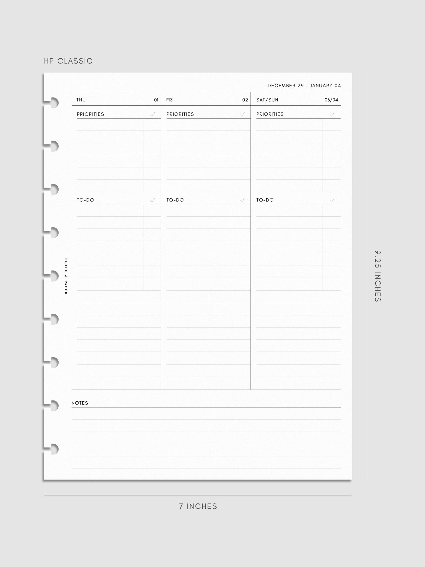 Digital mock-up of the weekly overview in HP Classic.