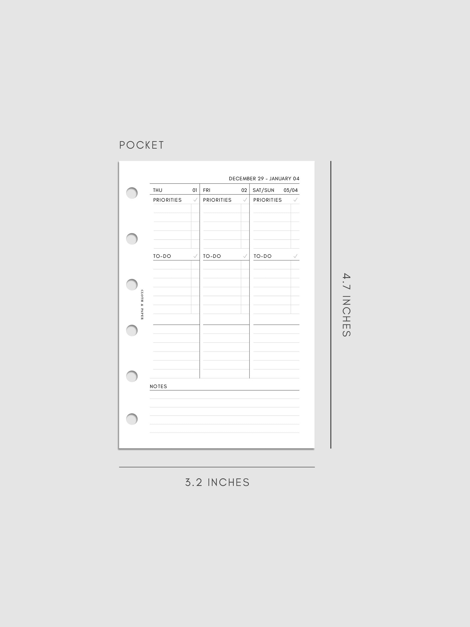 Digital mock-up of the weekly overview in Pocket.