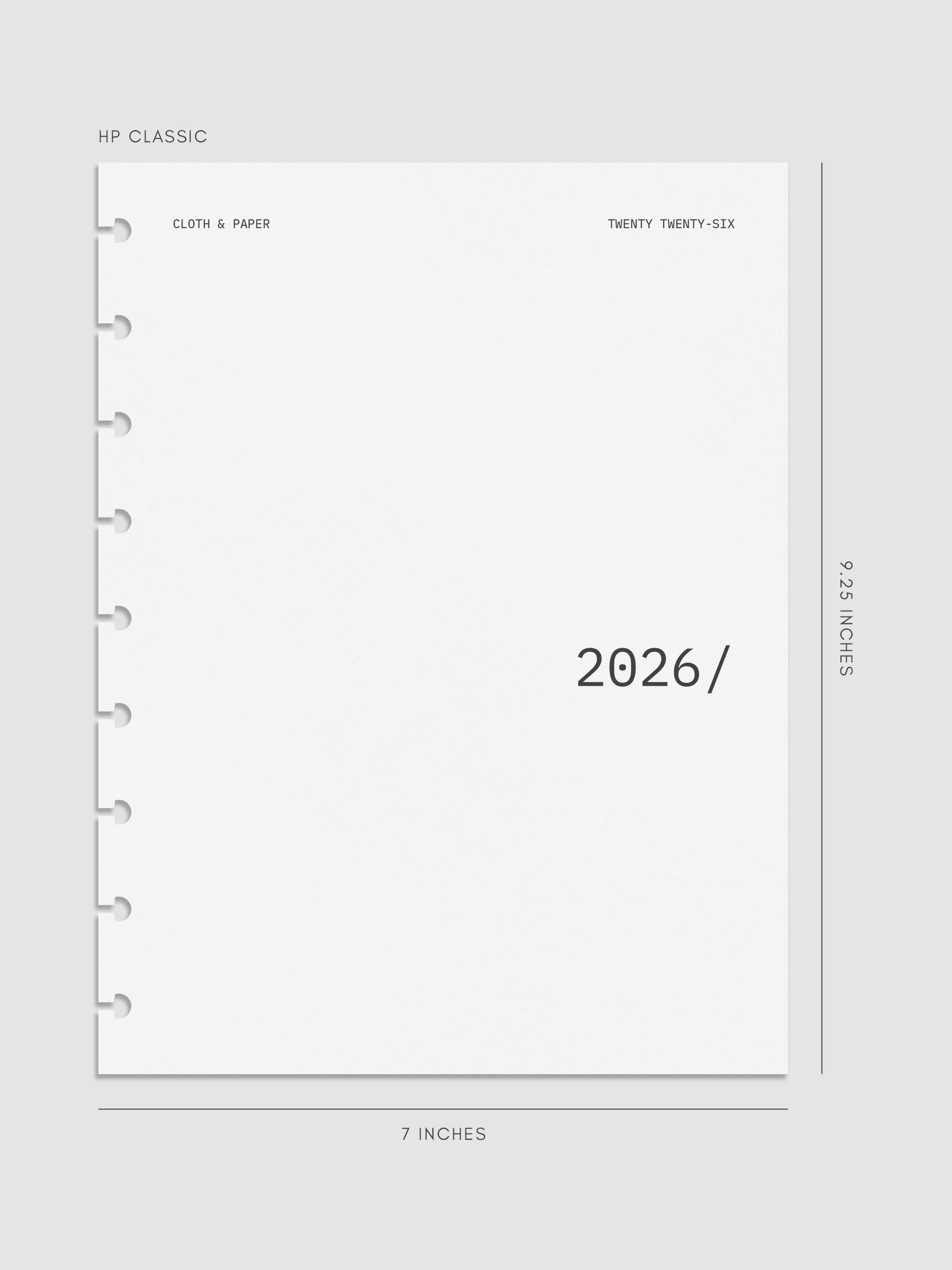 Digital mock-up of the 2026 Front & Monthly Vellum Planner Dashboard Overlays in Avant Garde. Size featured is in HP Classic.
