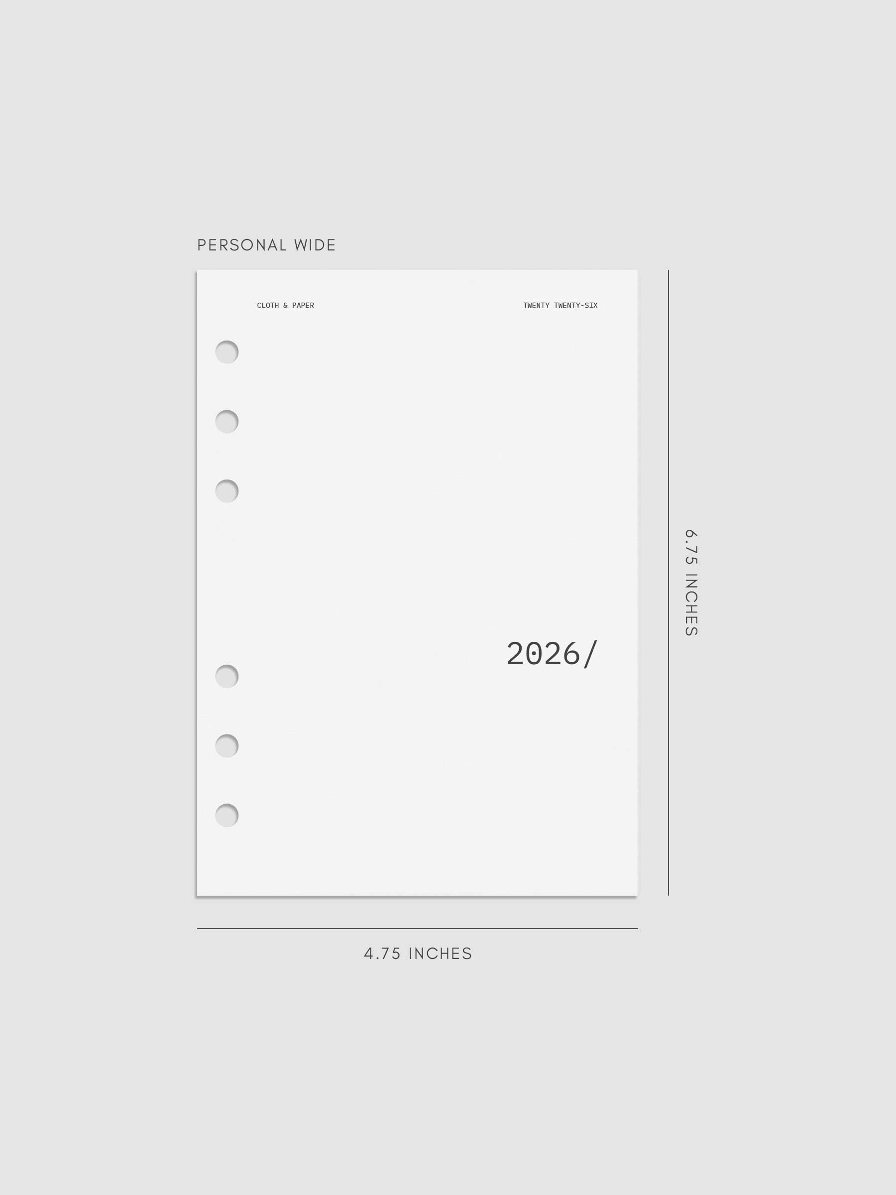 Digital mock-up of the 2026 Front & Monthly Vellum Planner Dashboard Overlays in Avant Garde. Size featured is in Personal Wide.