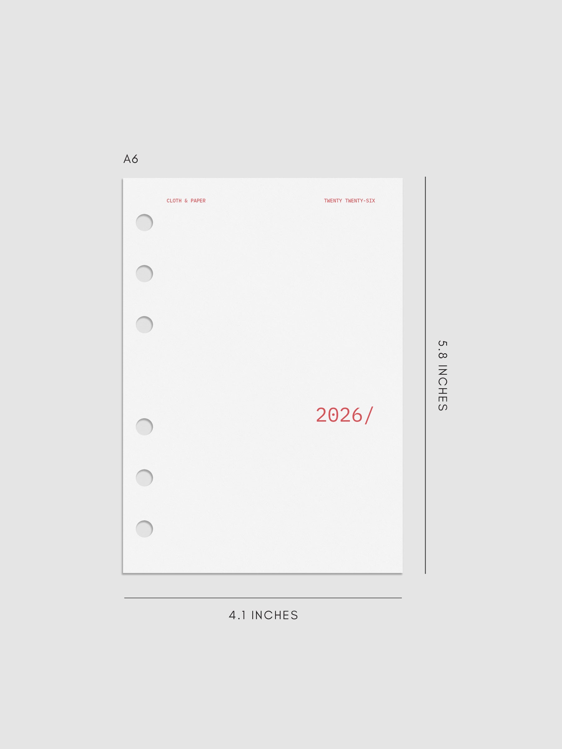 Image shows the 2026 Front & Monthly Vellum Planner Dashboard Overlays in Rouge. The size featured here is in A6.