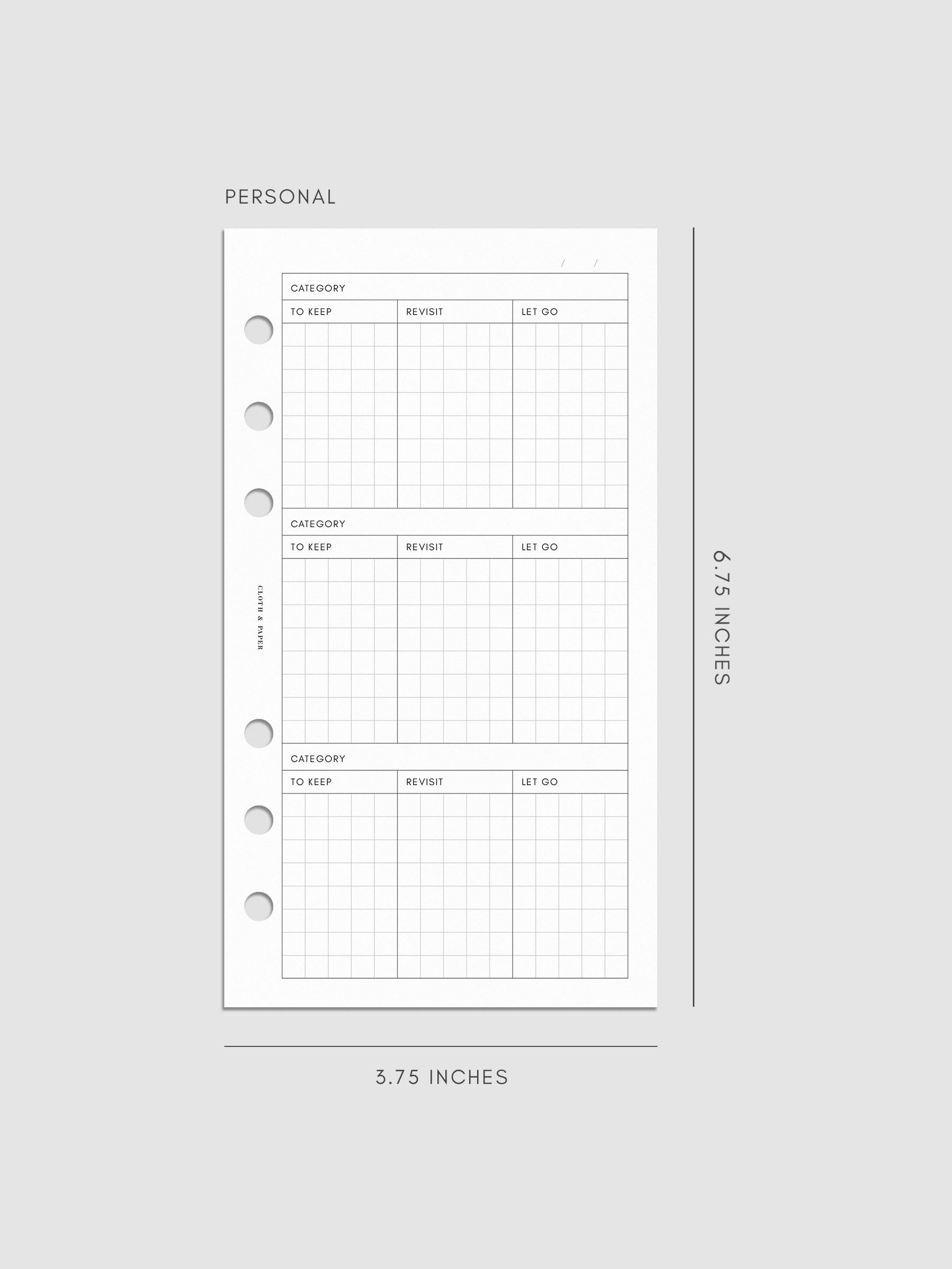 Declutter Planner Inserts mockup in size Personal.