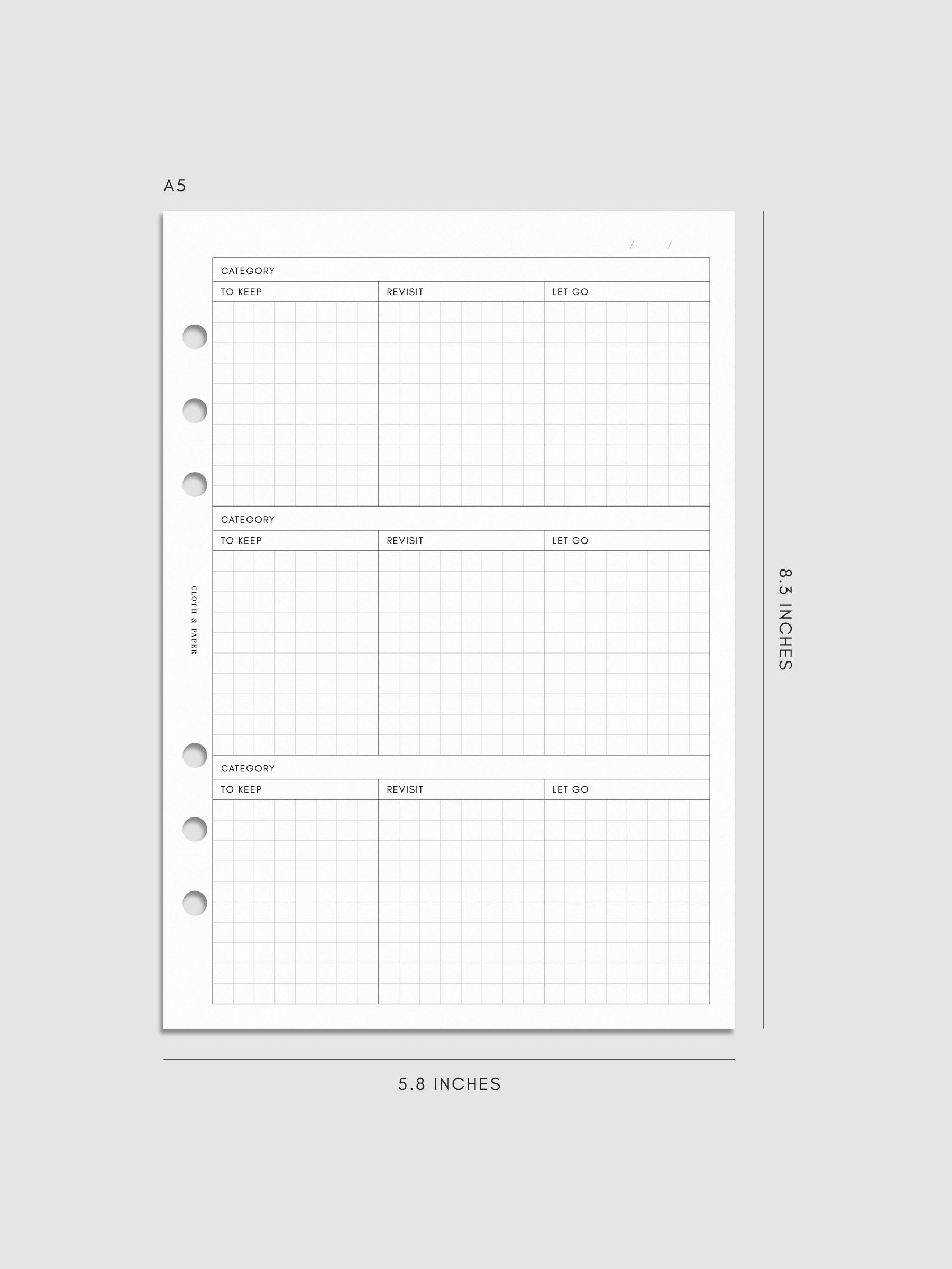 Declutter Planner Inserts mockup in size A5.