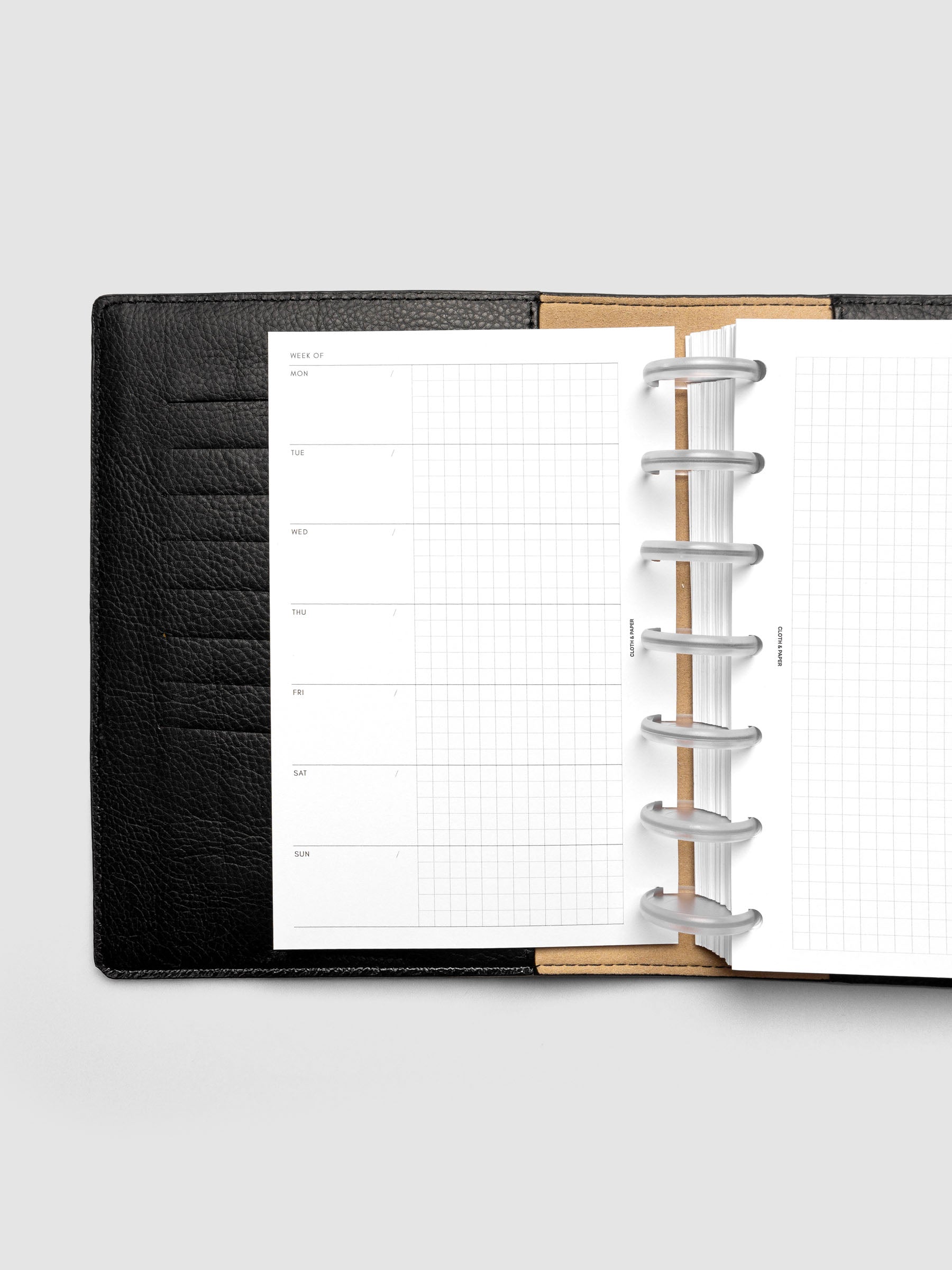 Weekly Graph Inserts in size HP Mini shown discbound.