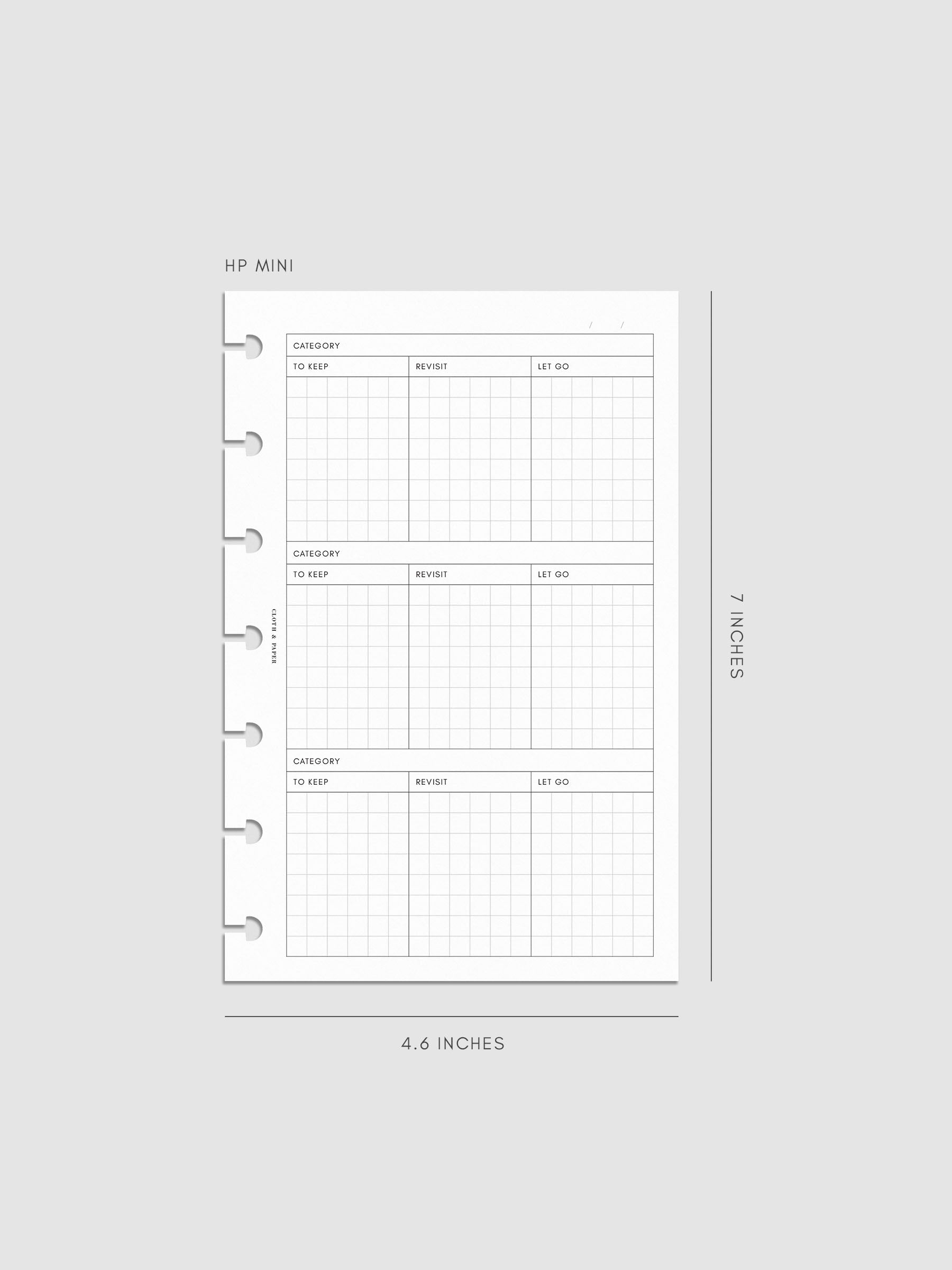Declutter Planner Inserts mockup in size HP Mini.