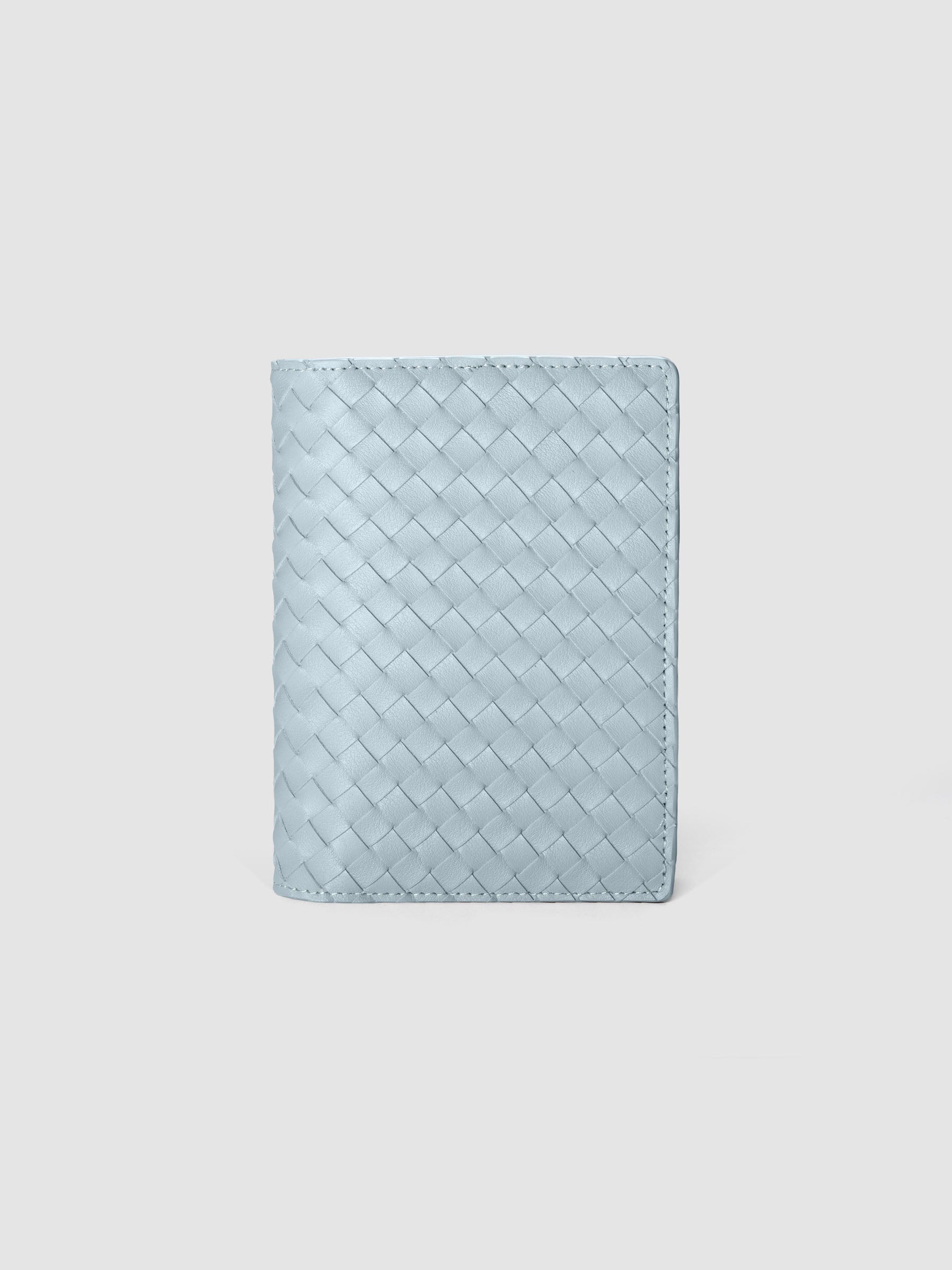 Blue genuine leather woven leather folio sized for CP Petite and A6 planners.