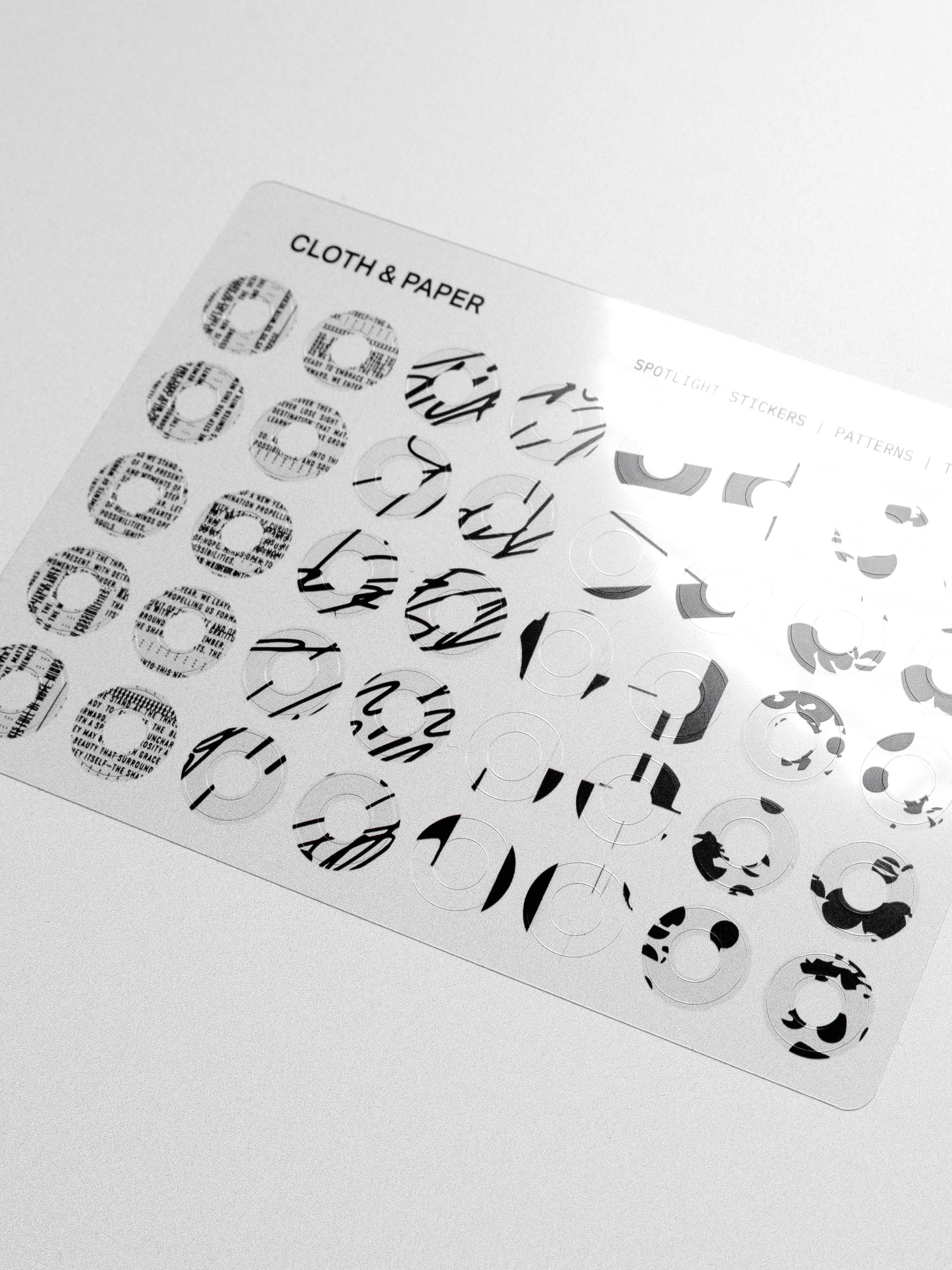 A close-up of the spotlight stickers