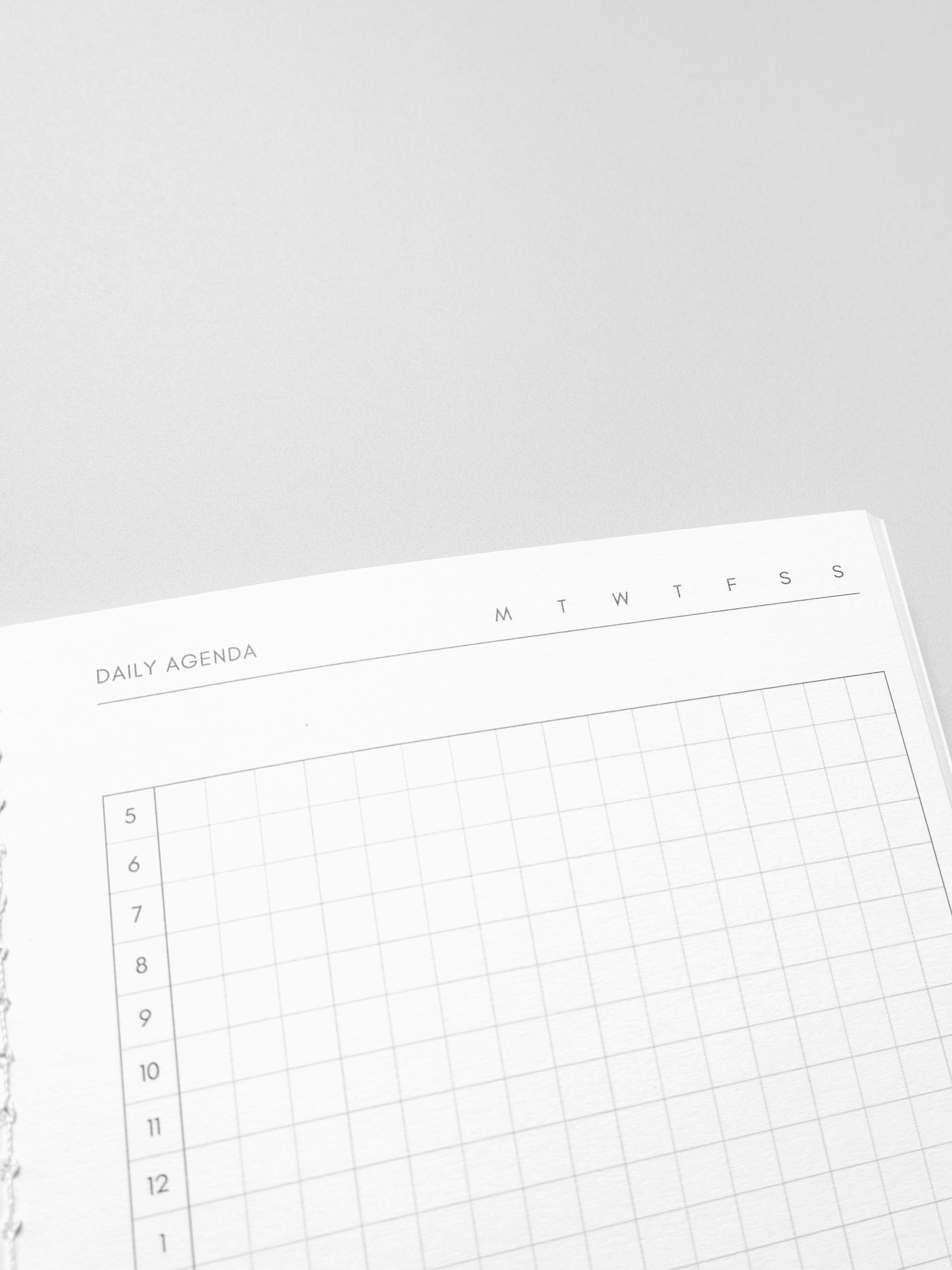 Close-up of the Daily Agenda page