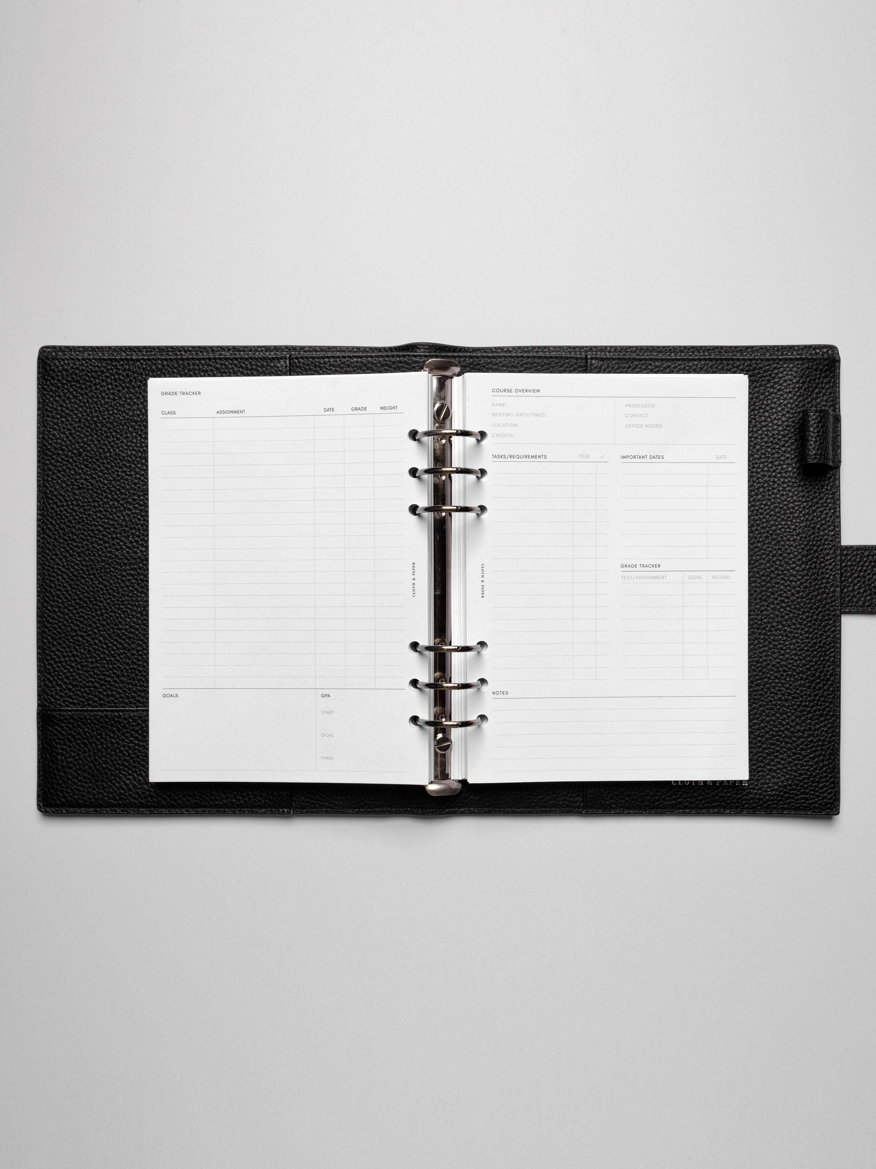 Insert in use inside a leather planner.