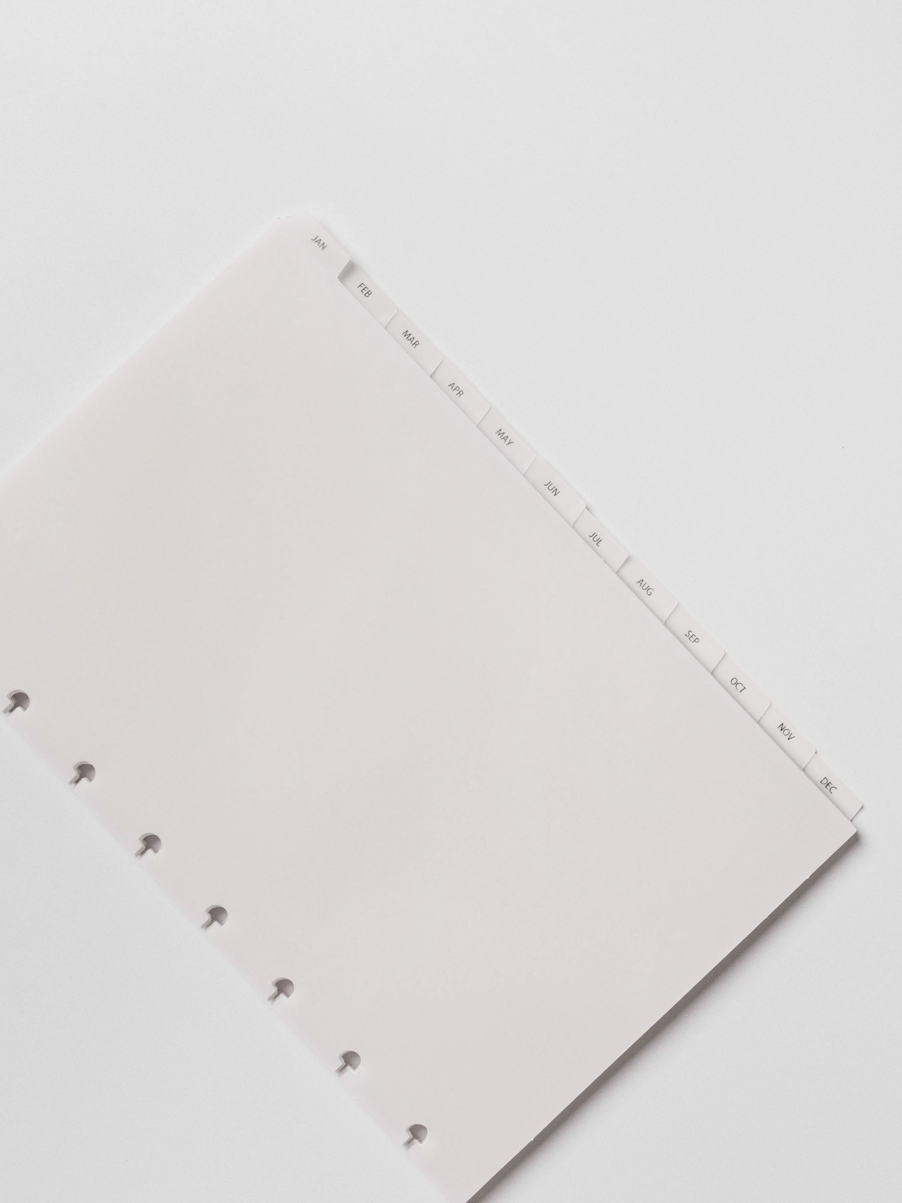 Close up view of the tabs on Half Letter vellum dividers.