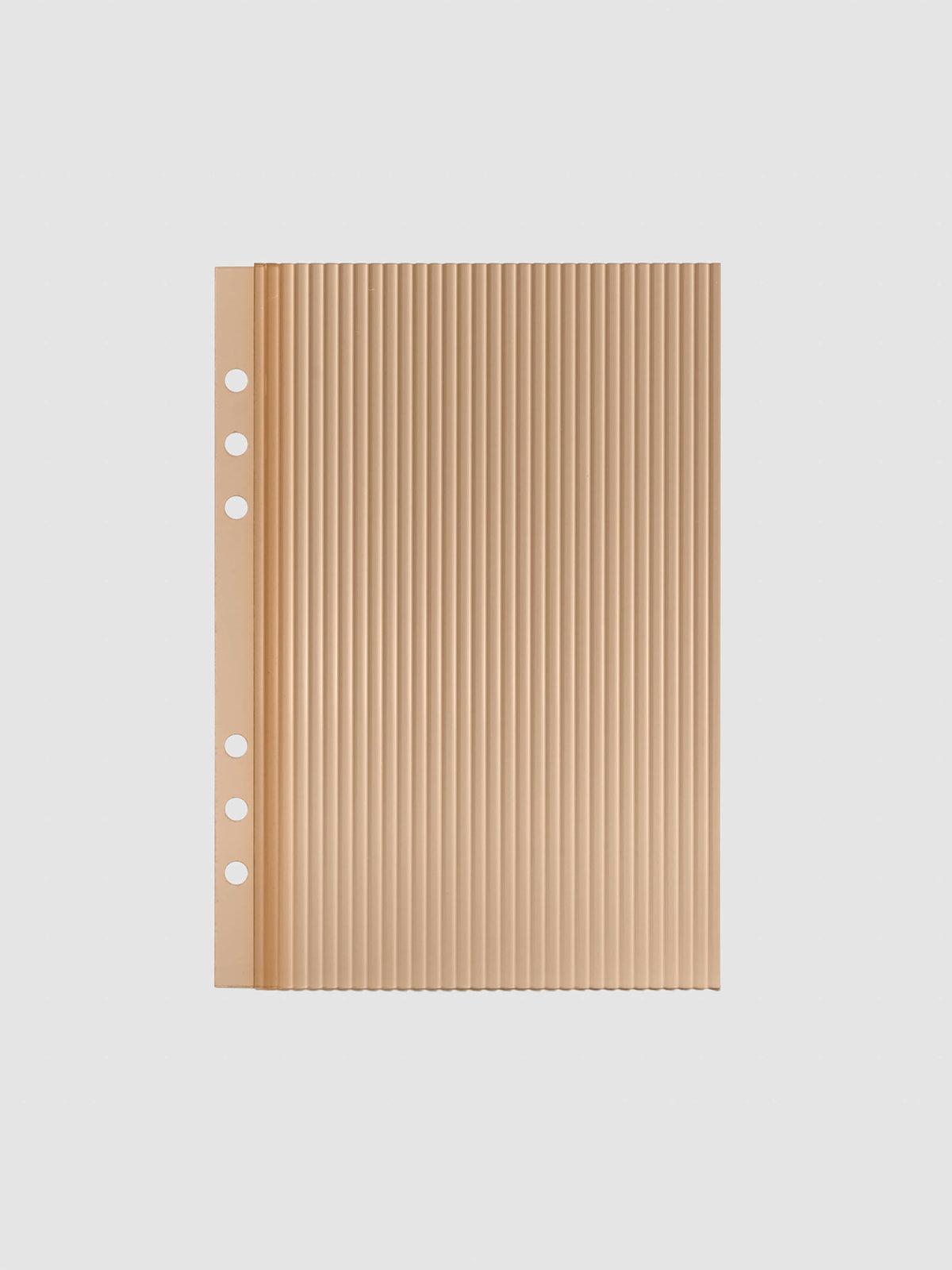 Bisque fluted planner dashboard in A5 size, six ring punch, shown flat on a grey background.