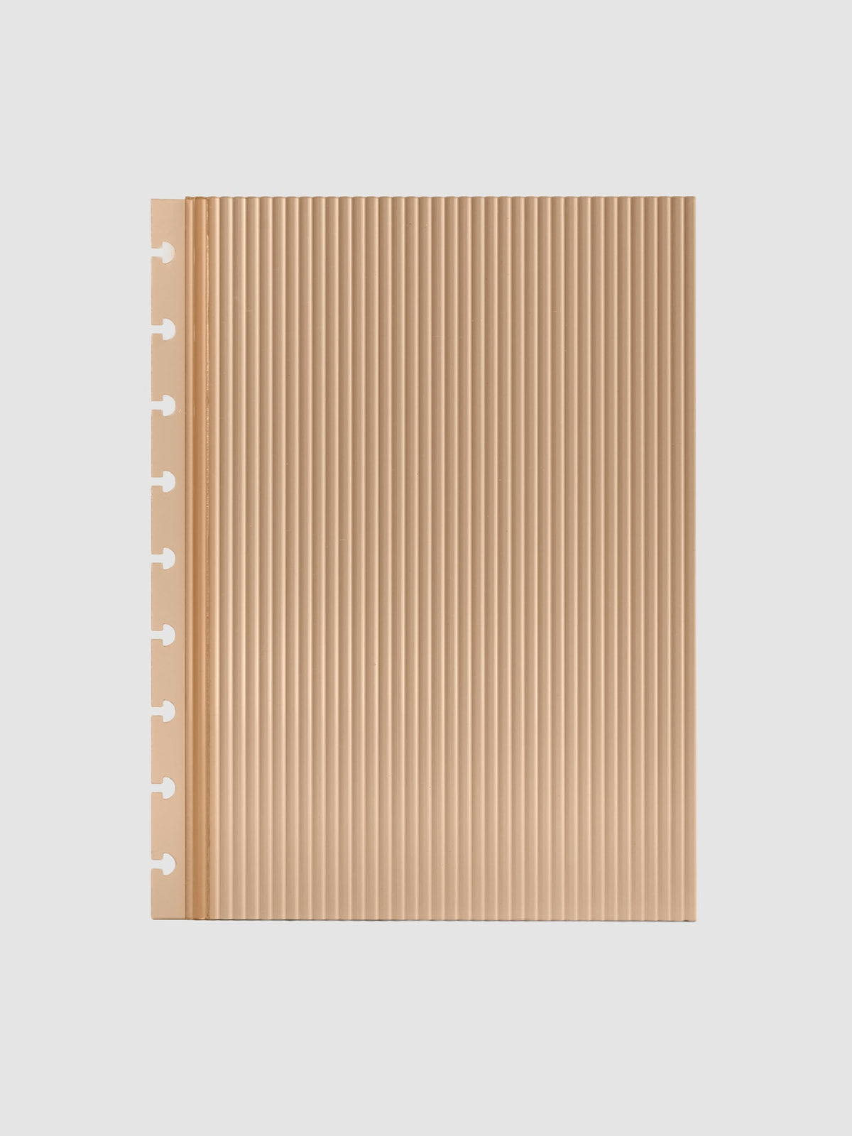 Bisque fluted planner dashboard in HP Classic size, nine disc punch, shown flat on a grey background.